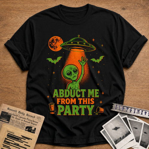 Abduct Me From This Party 70 T-Shirt - Black