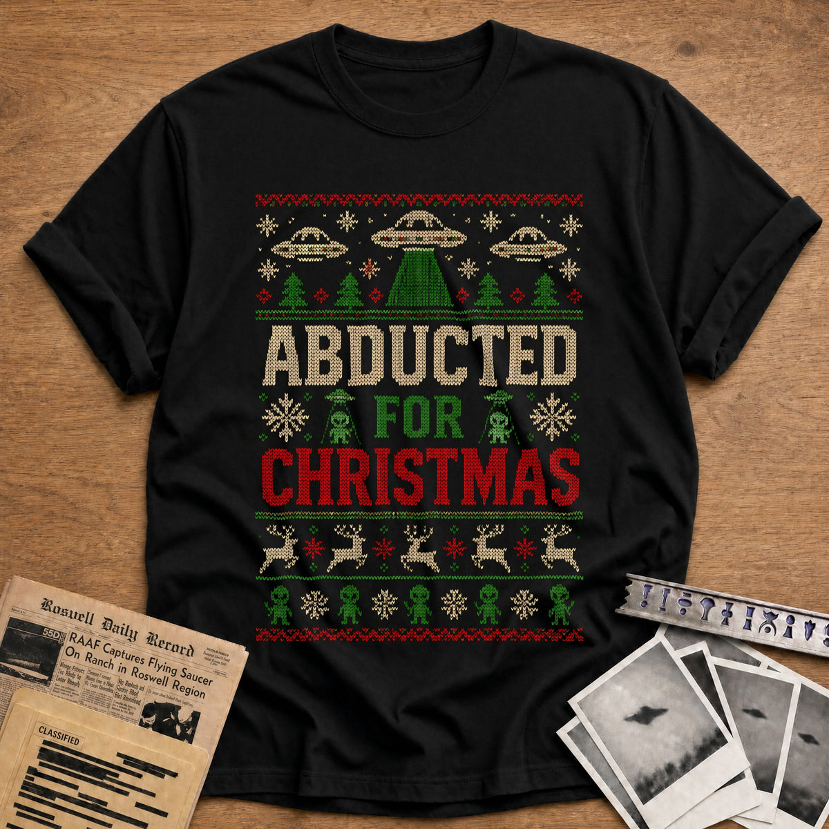 Abducted For Christmas 76 T-Shirt - Black