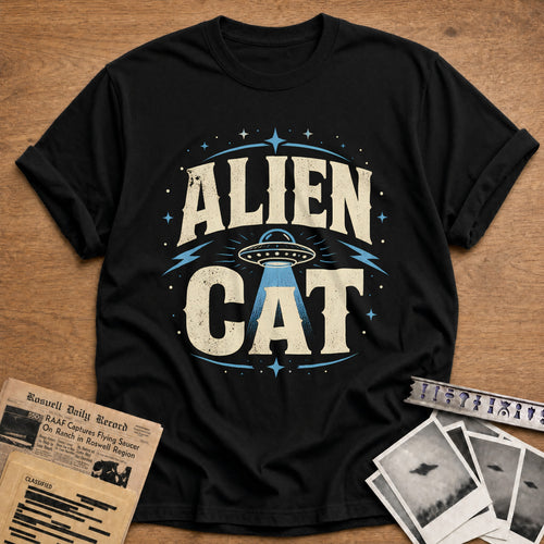 Alien Cat 42 T-Shirt - Black