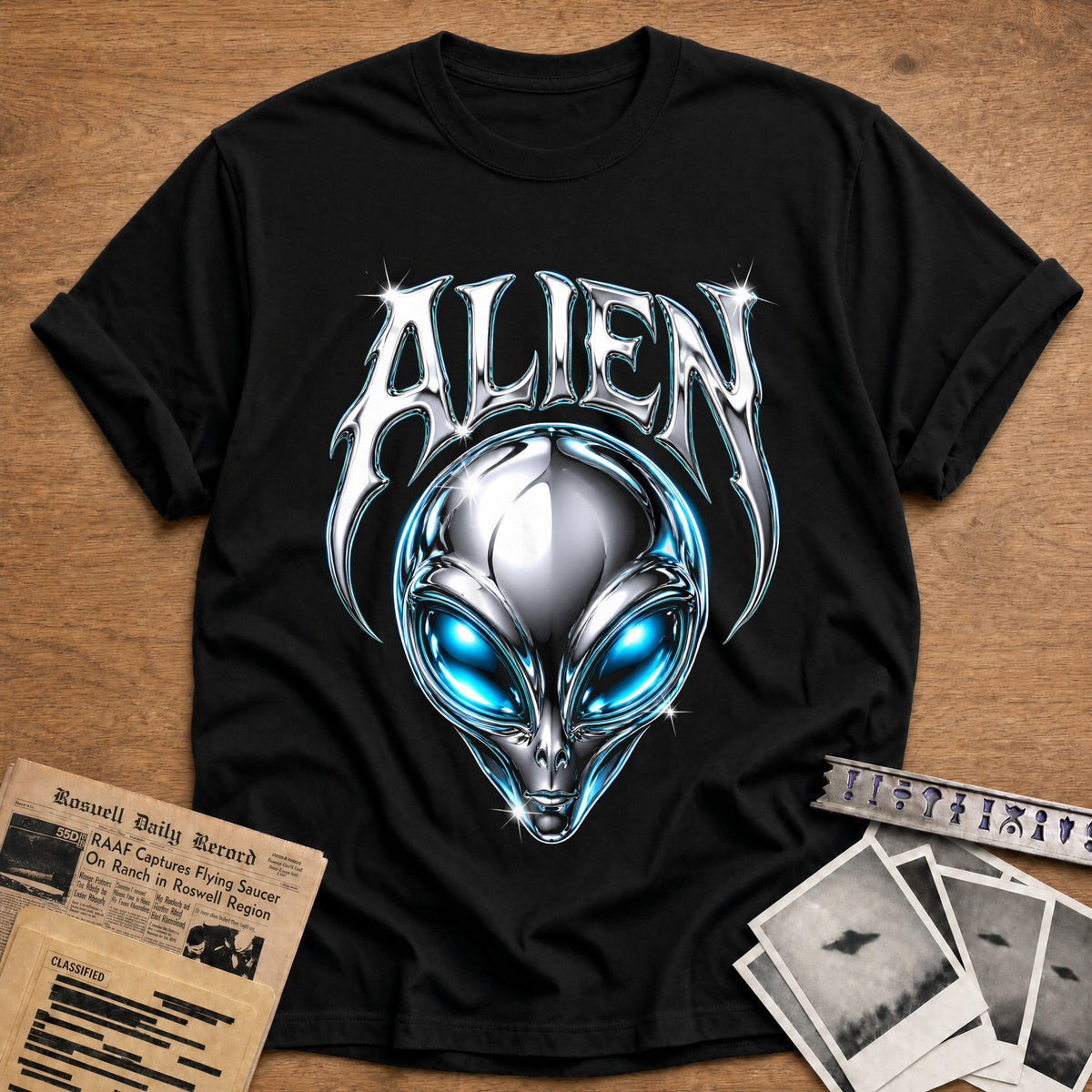 Alien Chrome Y2K 94 T-Shirt - Black