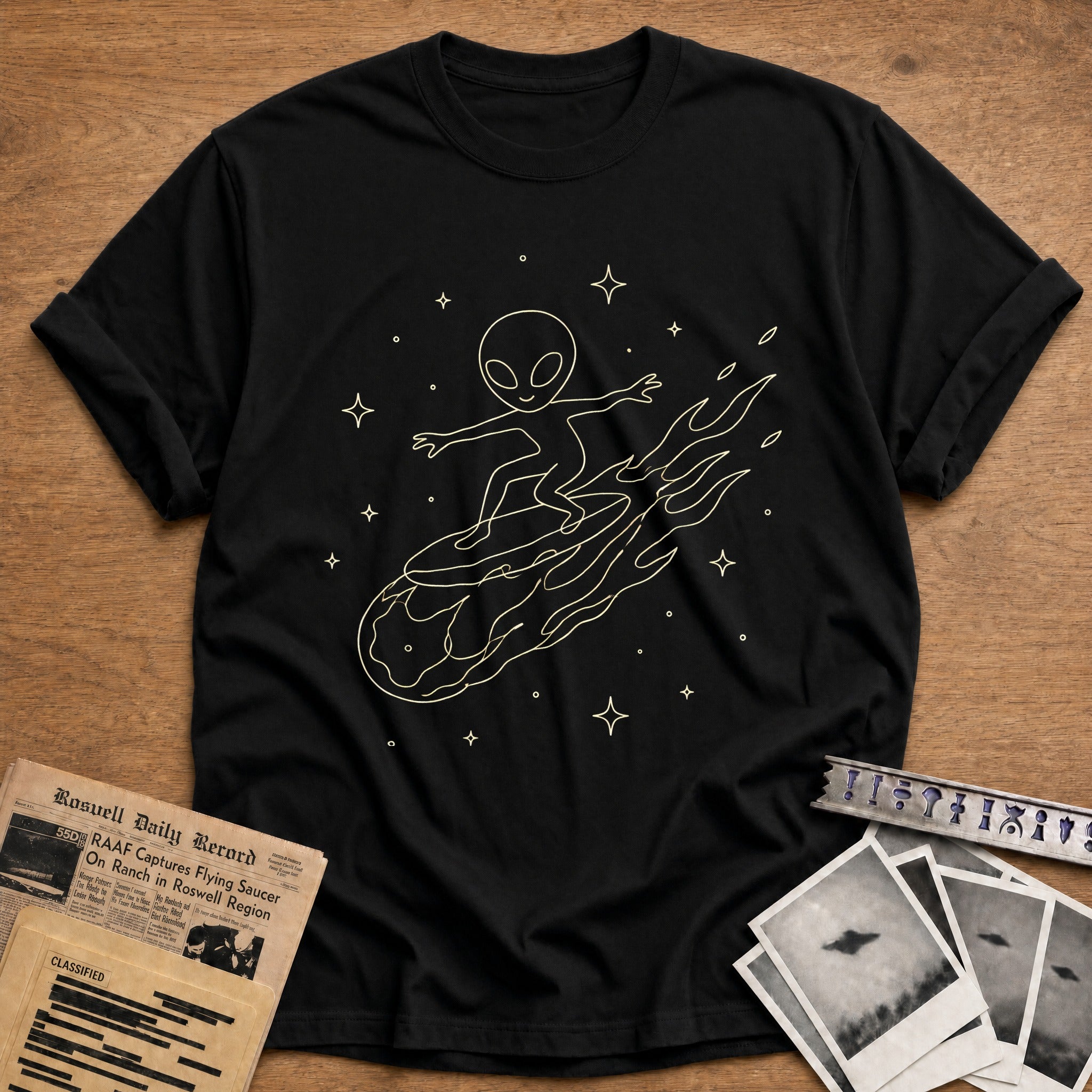 Alien Comet Surf 83 T-Shirt - Black