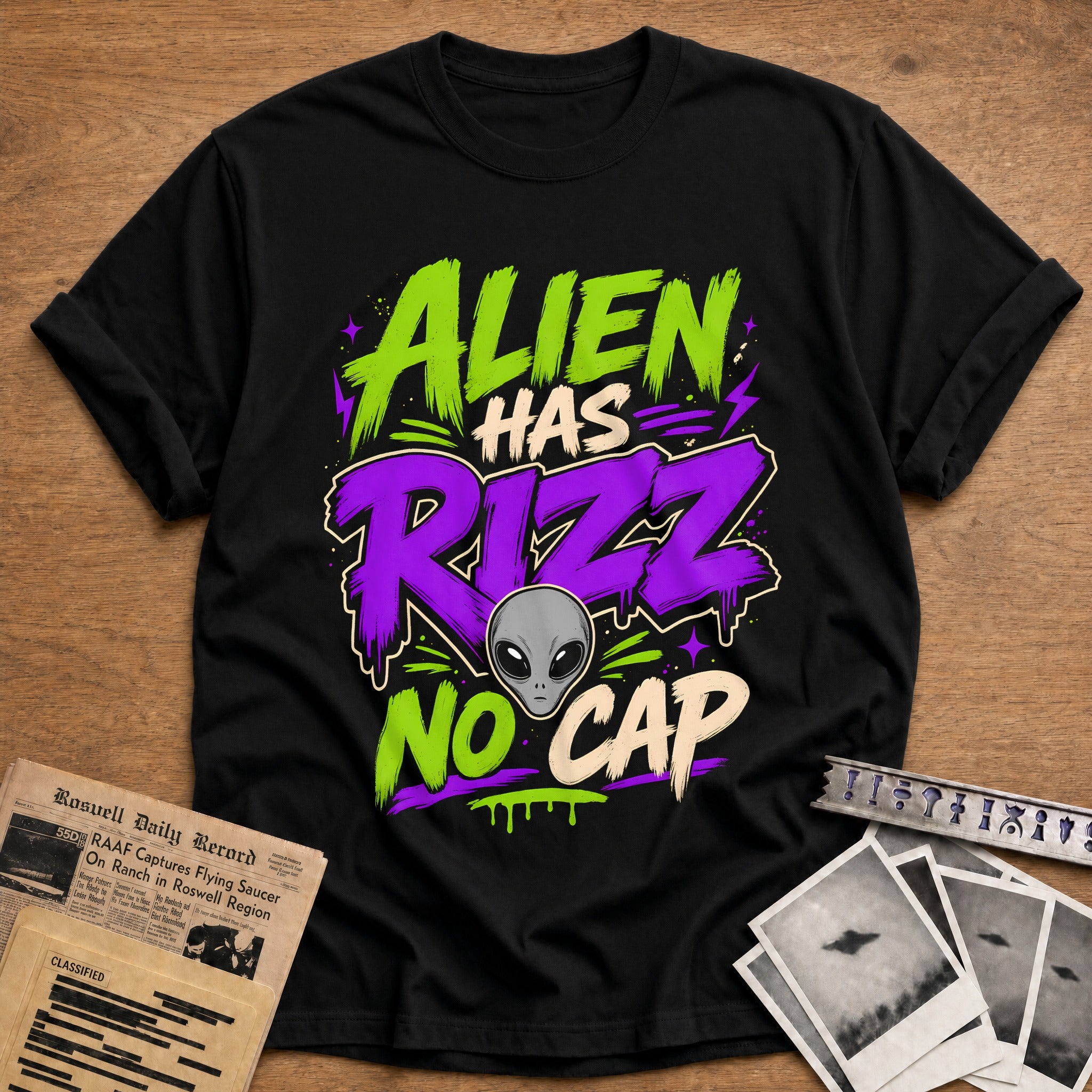 Alien Has Rizz 73 T-Shirt - Black