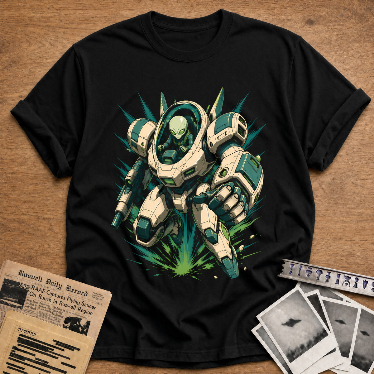 Anime Mecha 48 T-Shirt - Black