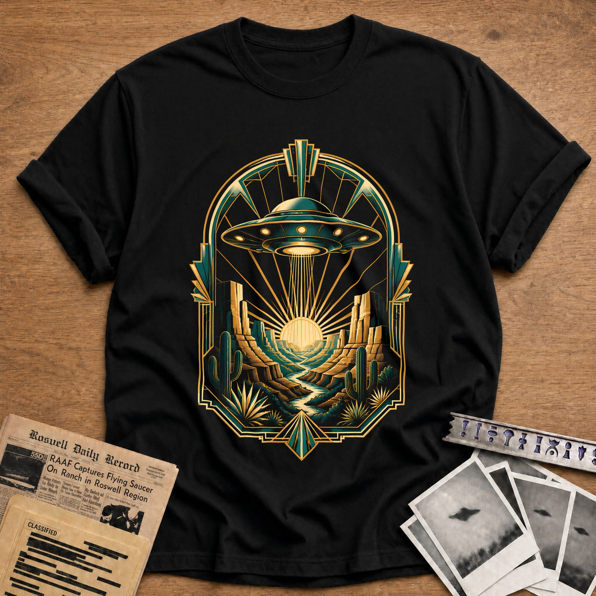 Art Deco Canyon UFO 15 T-Shirt - Black