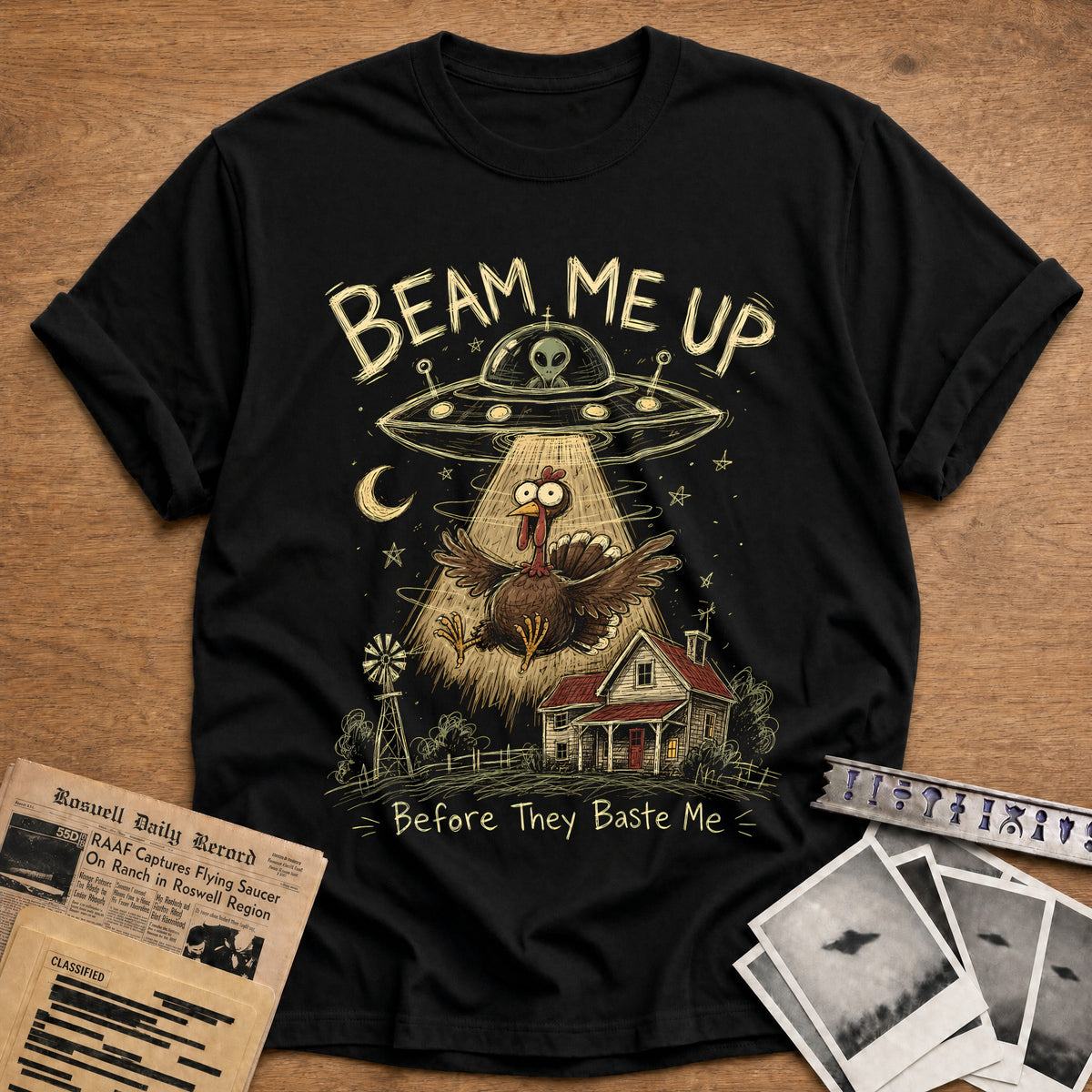 Beam Me Up Before They Baste Me 3 T-Shirt - Black