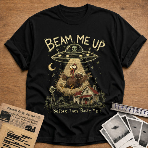 Beam Me Up Before They Baste Me 3 T-Shirt - Black