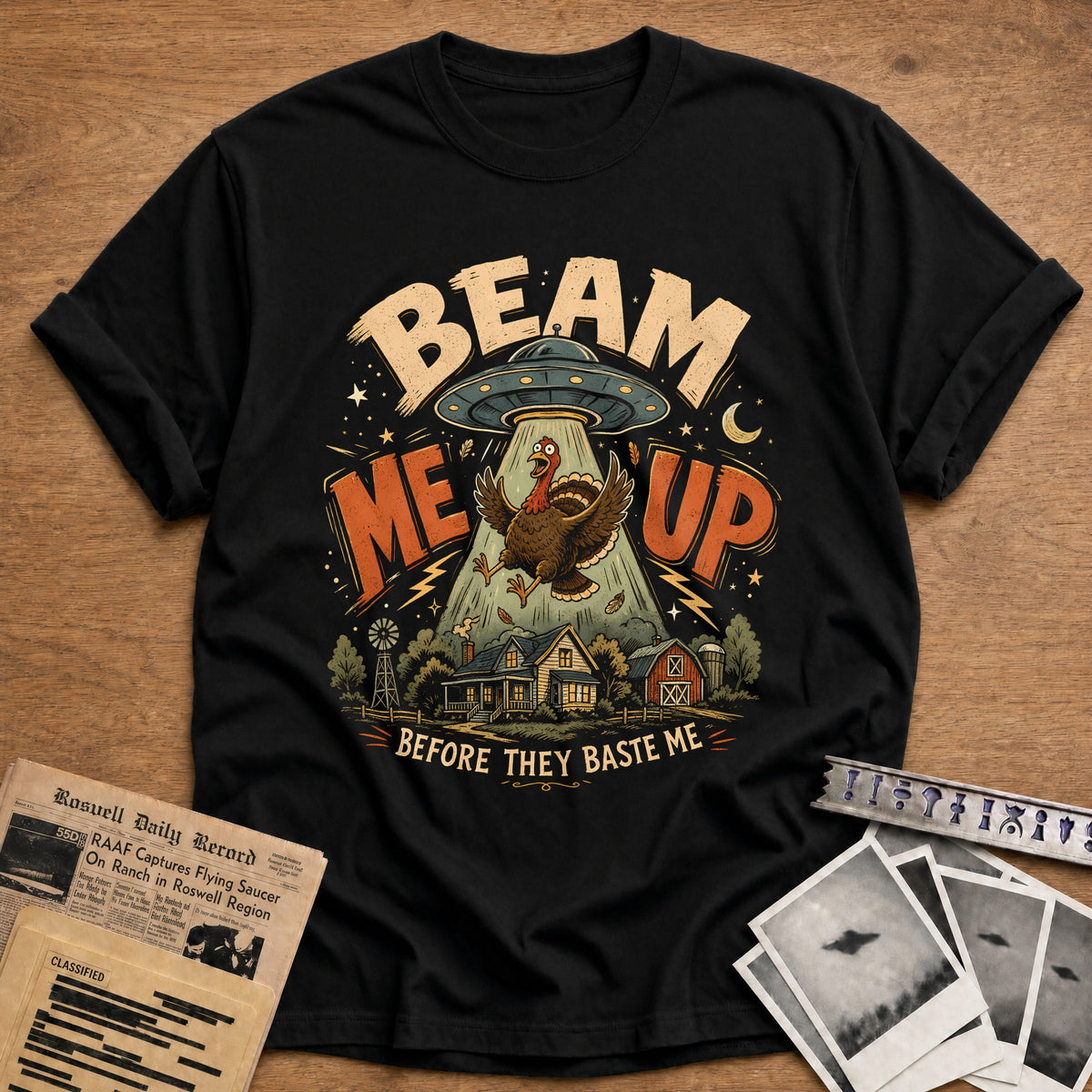 Beam Me Up Before They Baste Me 4 T-Shirt - Black