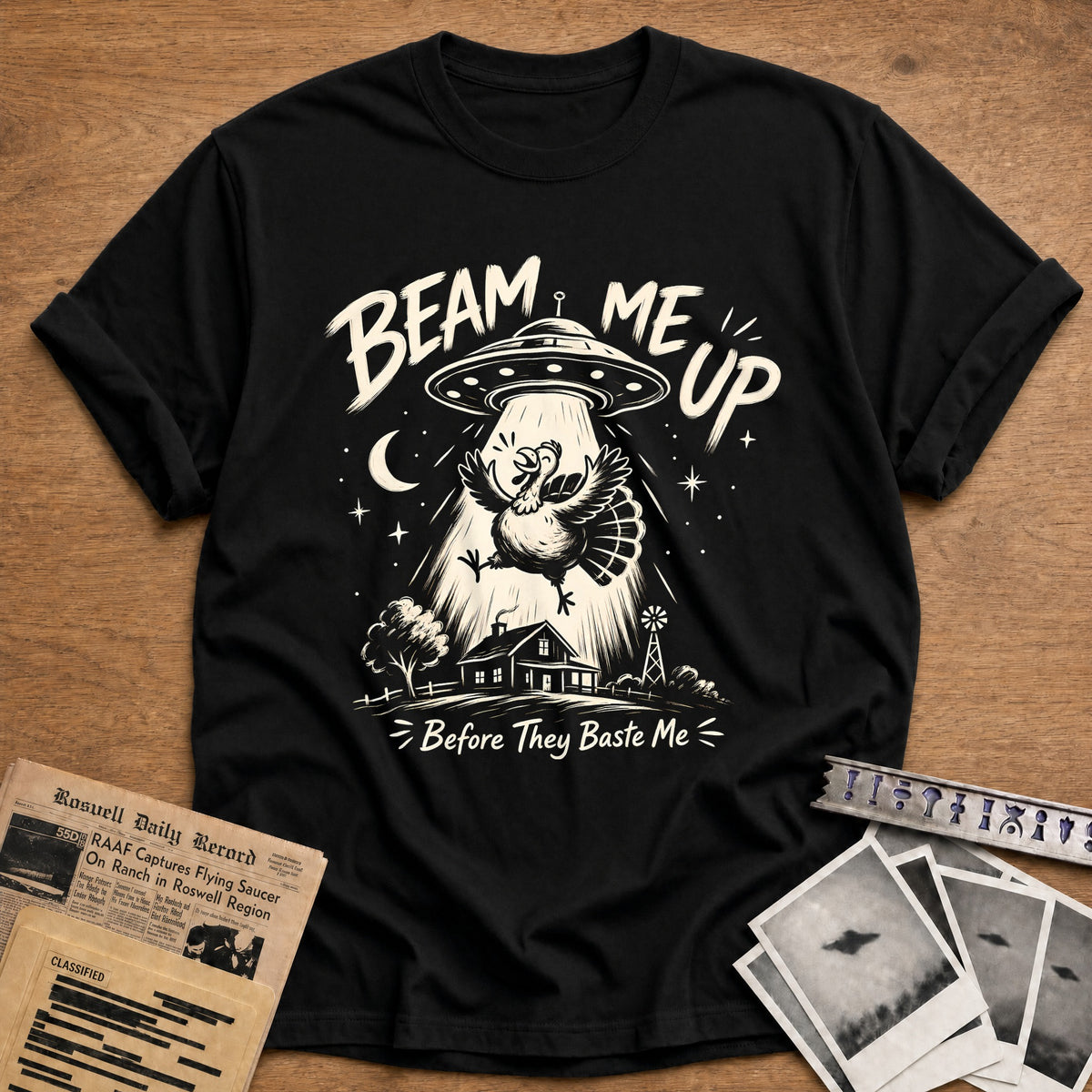 Beam Me Up Before They Baste Me 5 T-Shirt - Black