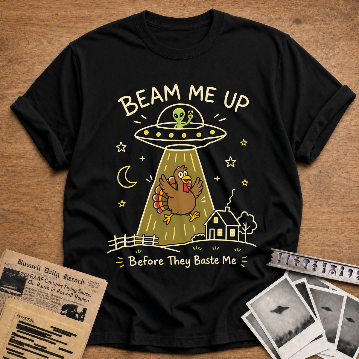 Beam Me Up Before They Baste Me 6 T-Shirt - Black
