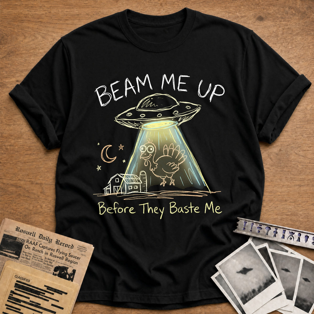 Beam Me Up Before They Baste Me 8 T-Shirt - Black