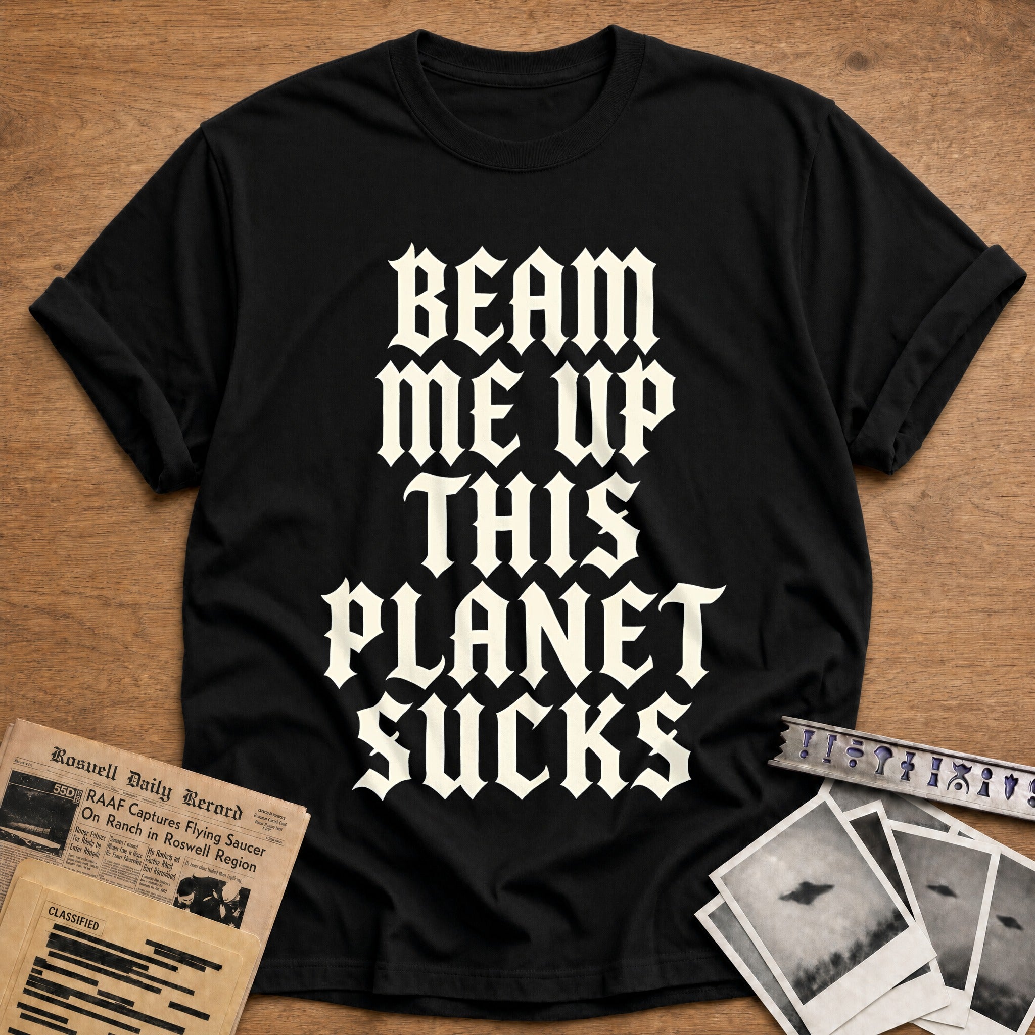 Beam Me Up This Planet Sucks 71 T-Shirt - Black