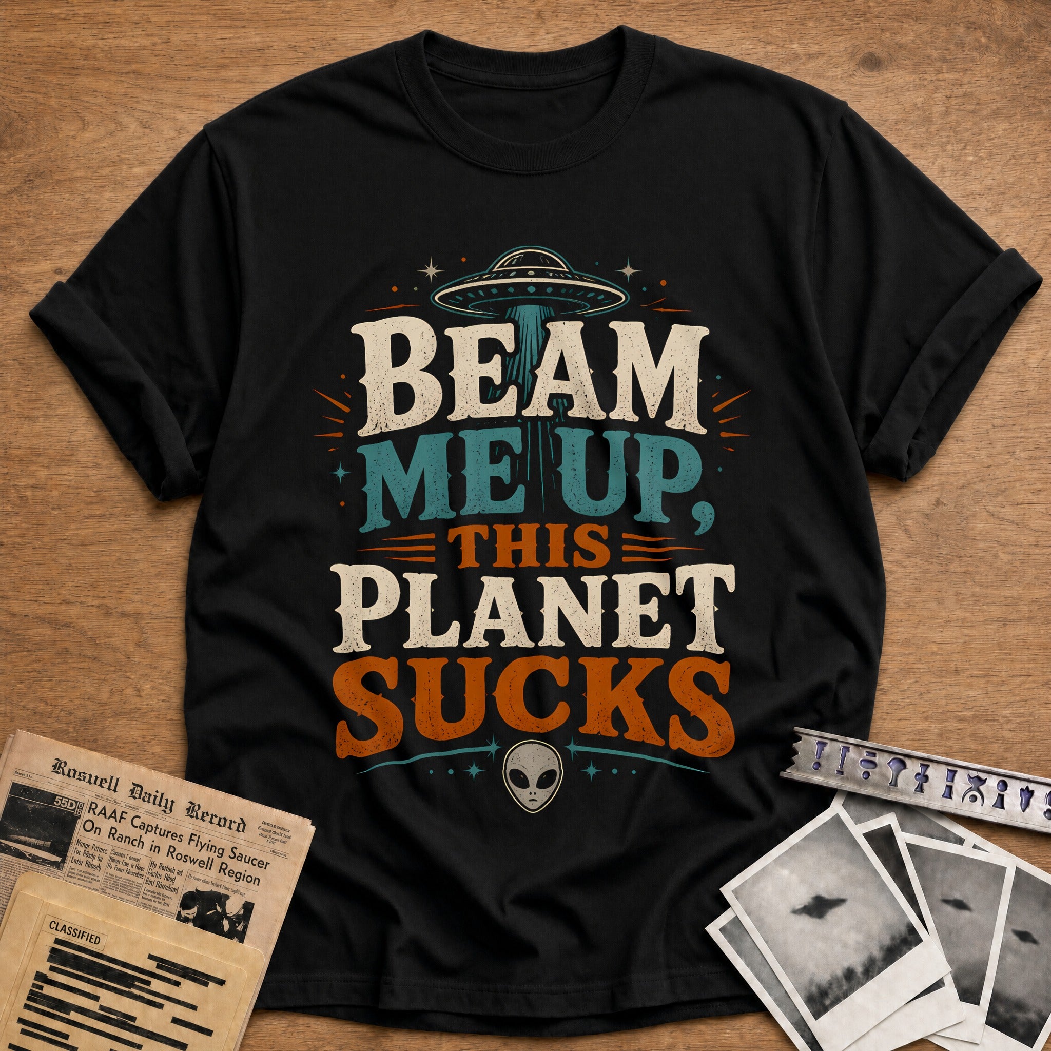 Beam Me Up This Planet Sucks 95 T-Shirt - Black