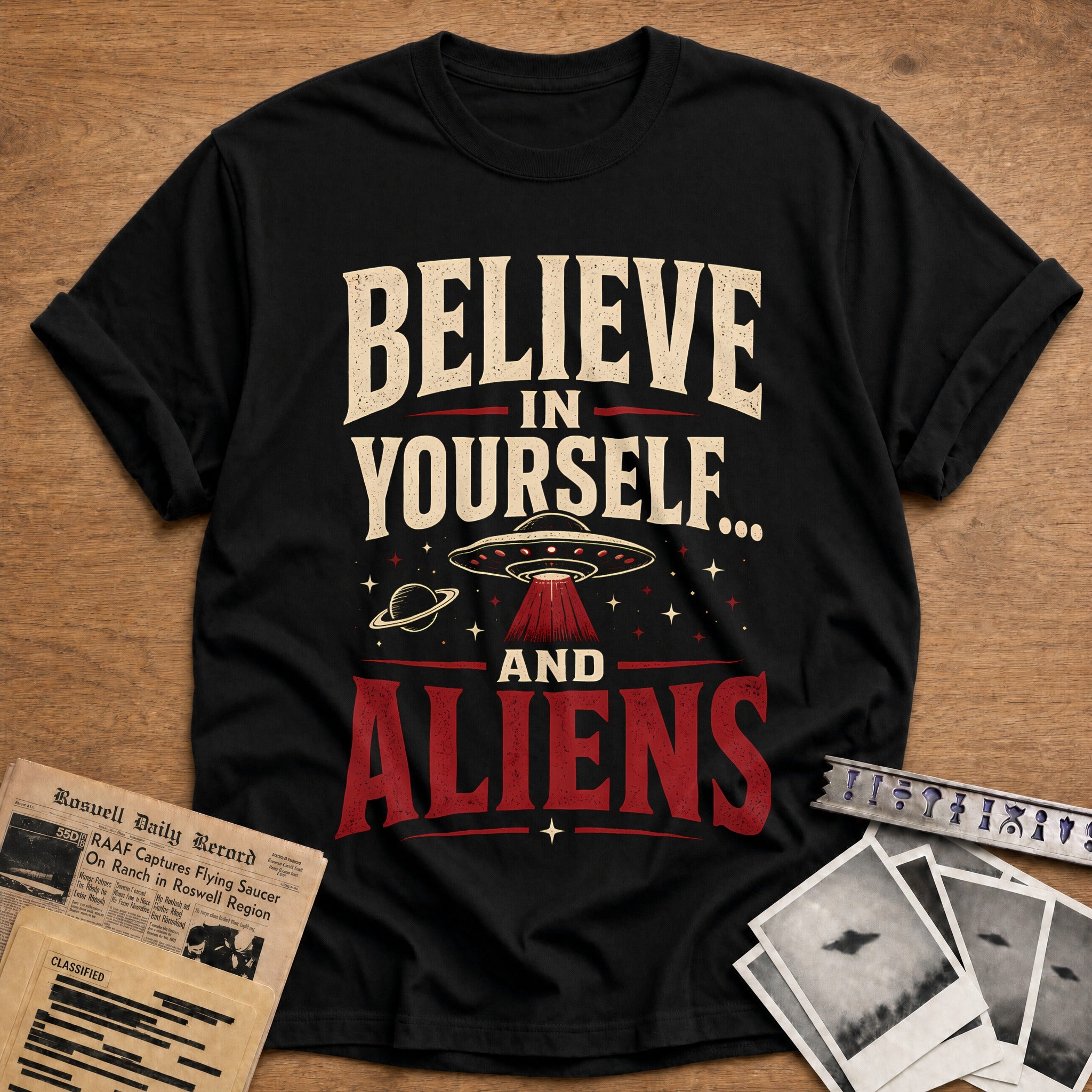 Believe In Yourself And Aliens 51 T-Shirt - Black