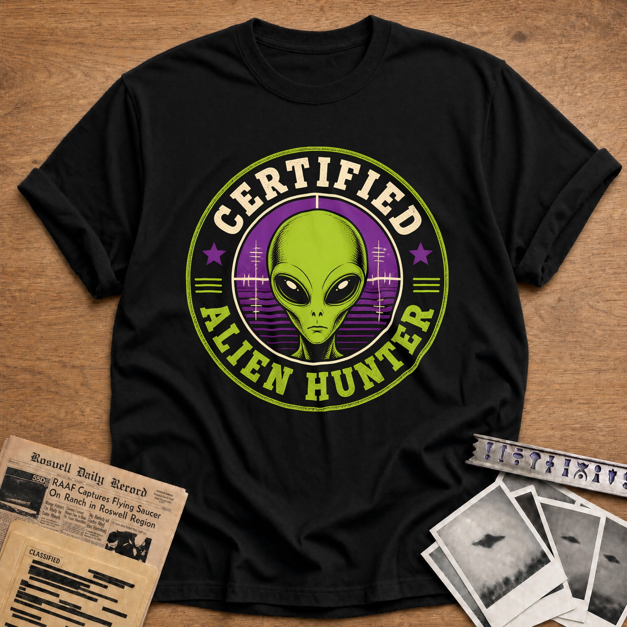 Certified Alien Hunter 68 T-Shirt - Black