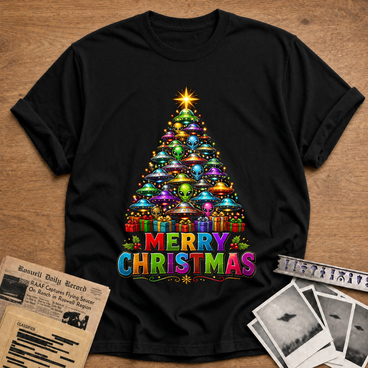 Colourful Ufo Tree 65 T-Shirt - Black