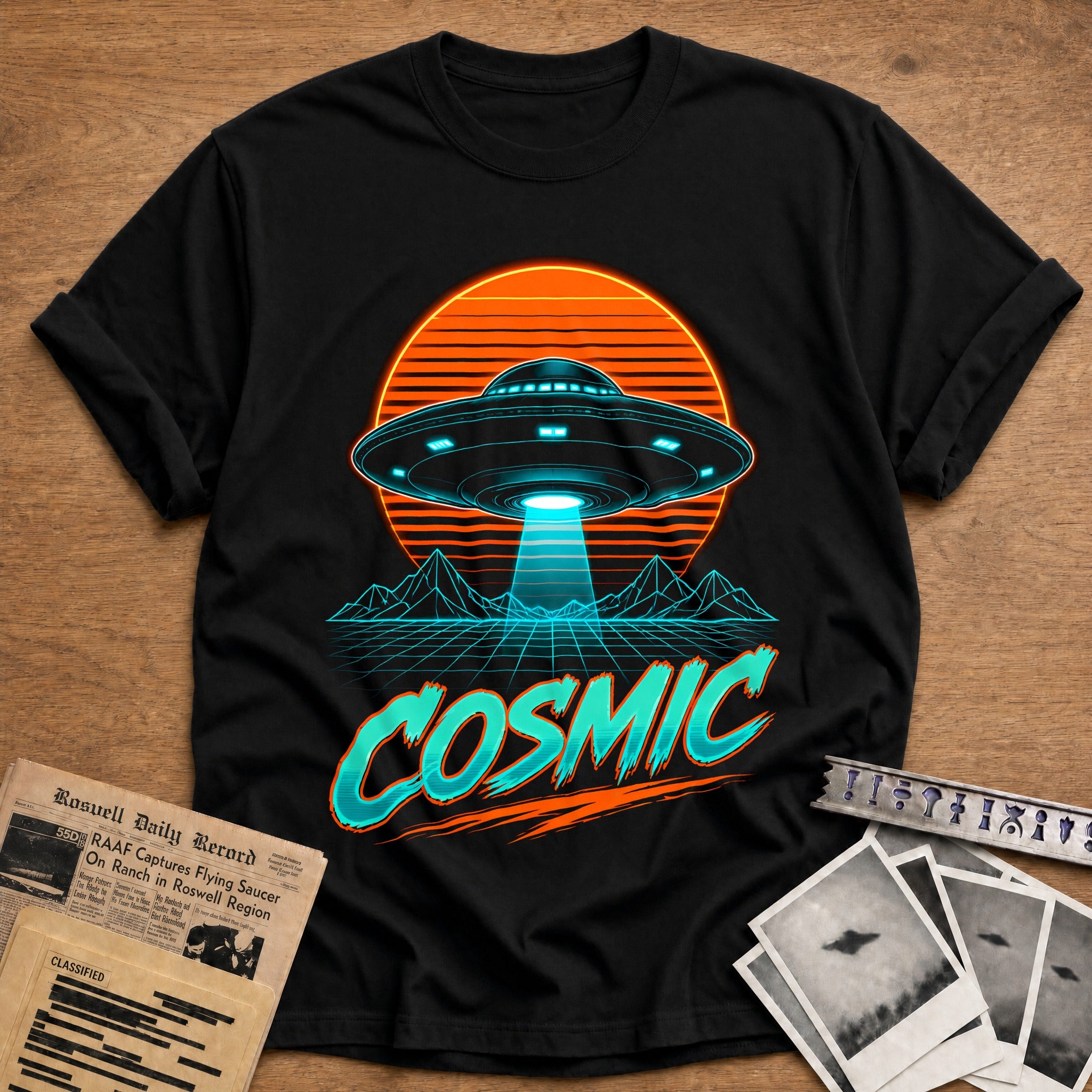 Cosmic Synthwave 69 T-Shirt - Black