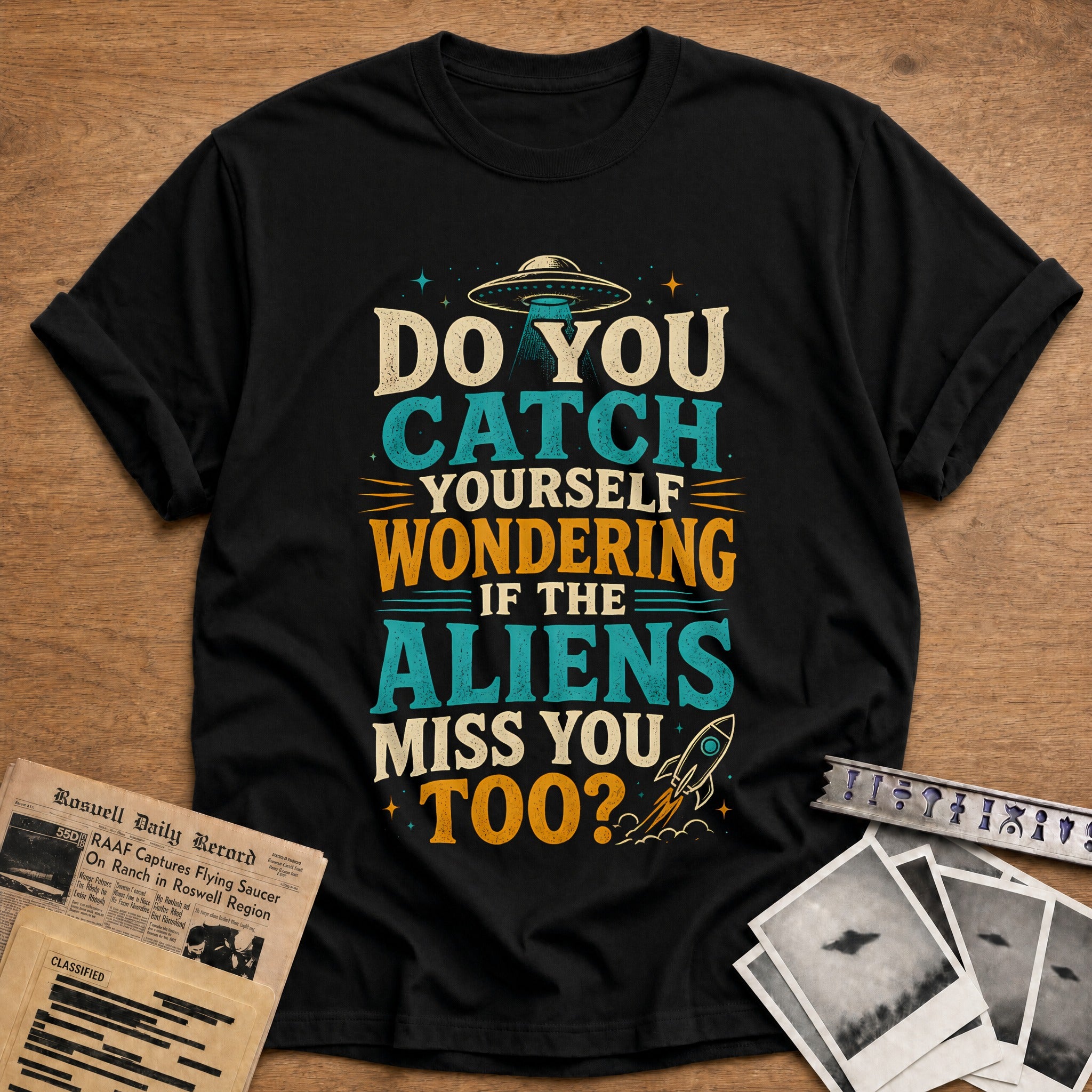 Do You Catch Yourself Wondering If The Aliens Miss You Too 33 T-Shirt - Black