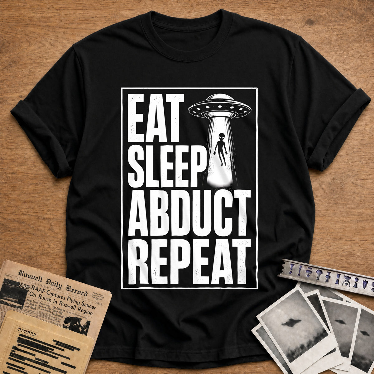 Eat Sleep Abduct Repeat 73 T-Shirt - Black