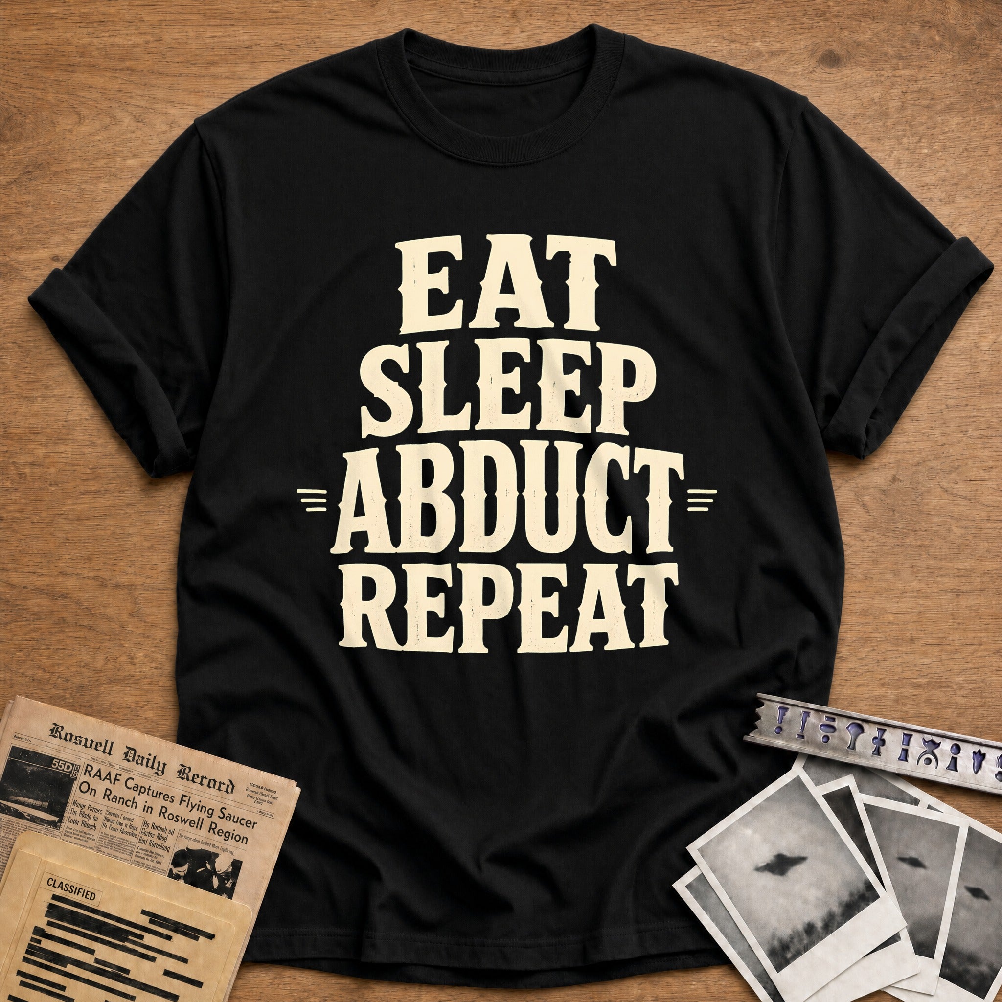 Eat Sleep Abduct Repeat 82 T-Shirt - Black