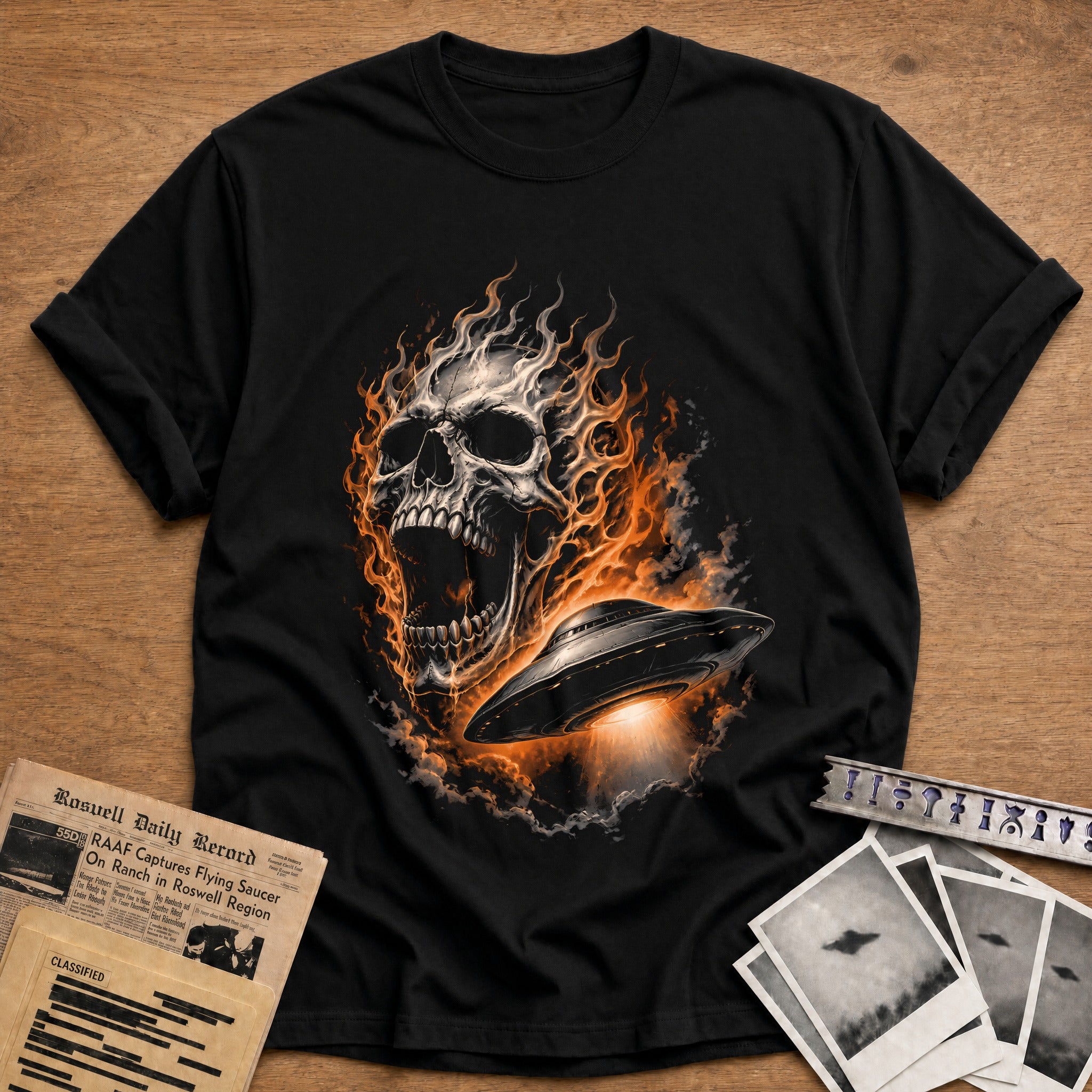 Flaming Skull Ufo 21 - Black
