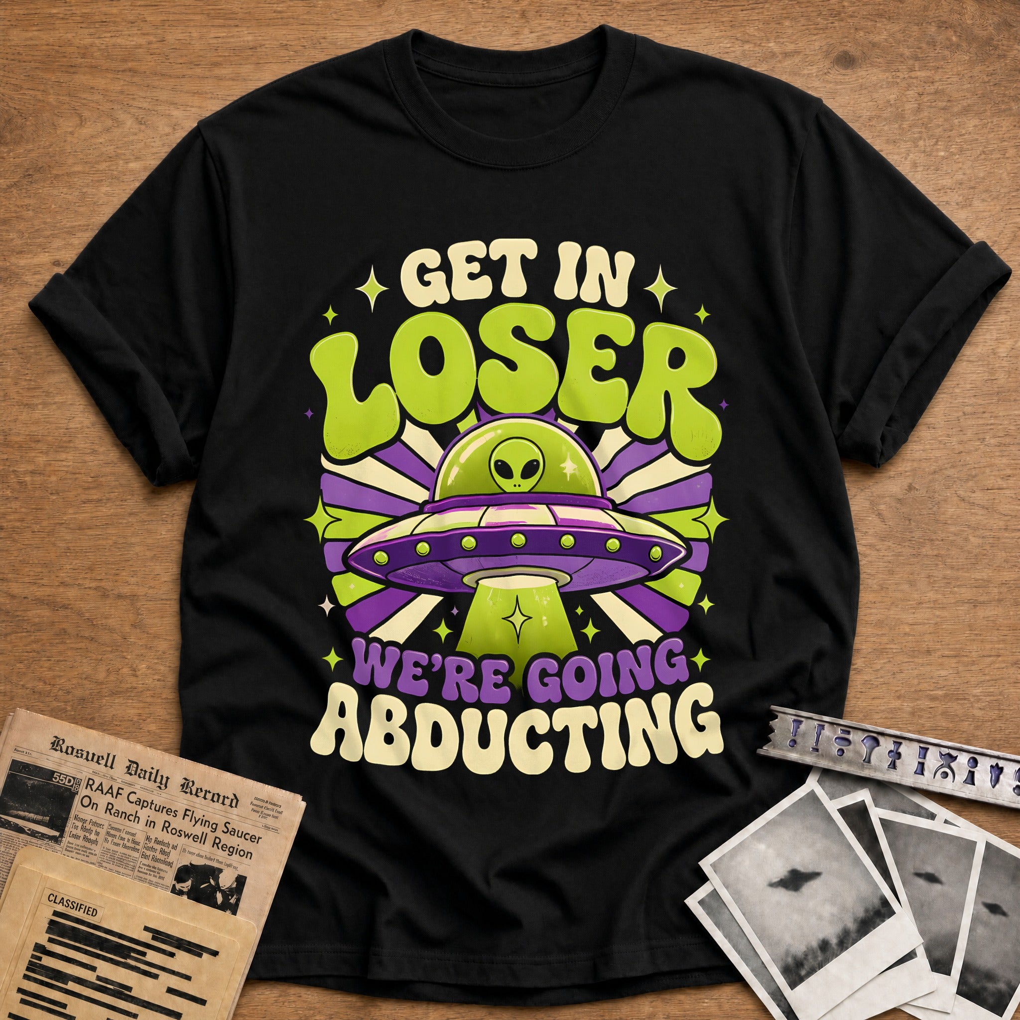 Get In Loser Abducting Groovy 11 T-Shirt - Black