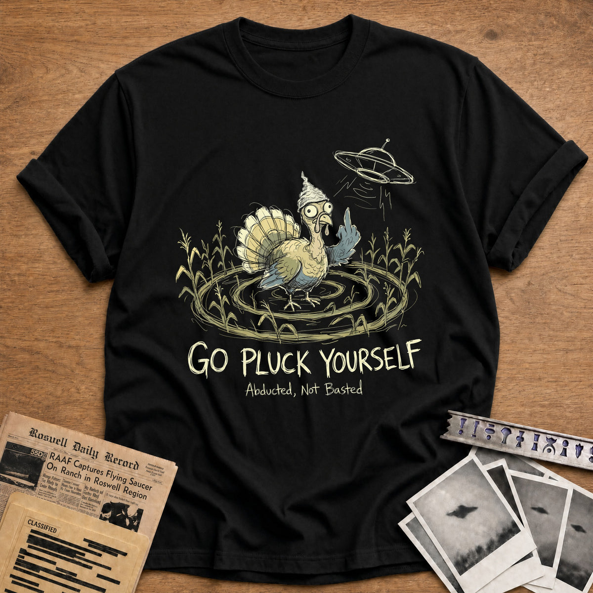 Go Pluck Yourself Abducted Not Basted 1 T-Shirt - Black