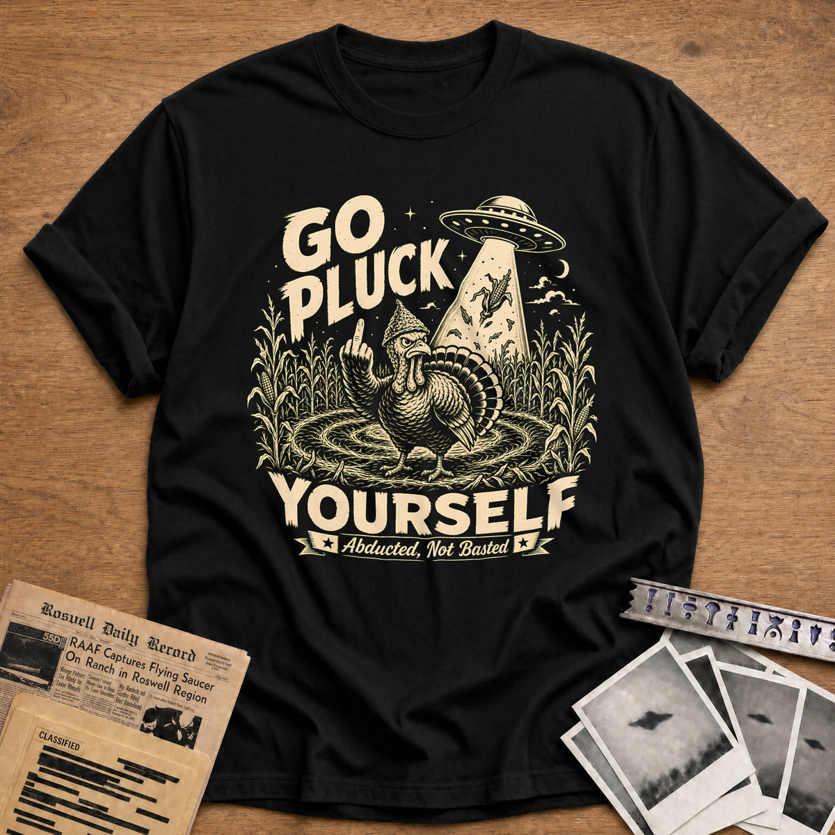 Go Pluck Yourself Abducted Not Basted 6 T-Shirt - Black