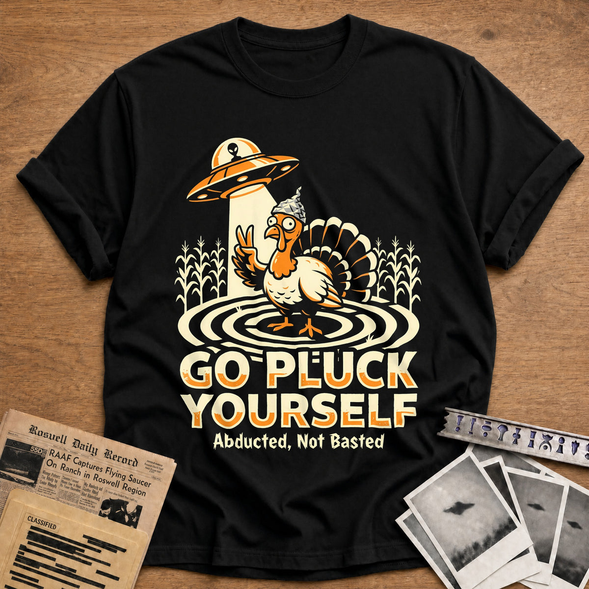 Go Pluck Yourself Abducted Not Basted 9 T-Shirt - Black