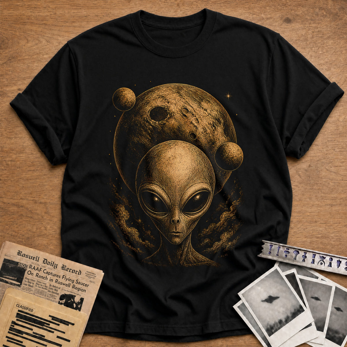 Head Cratered Planet 69 T-Shirt - Black