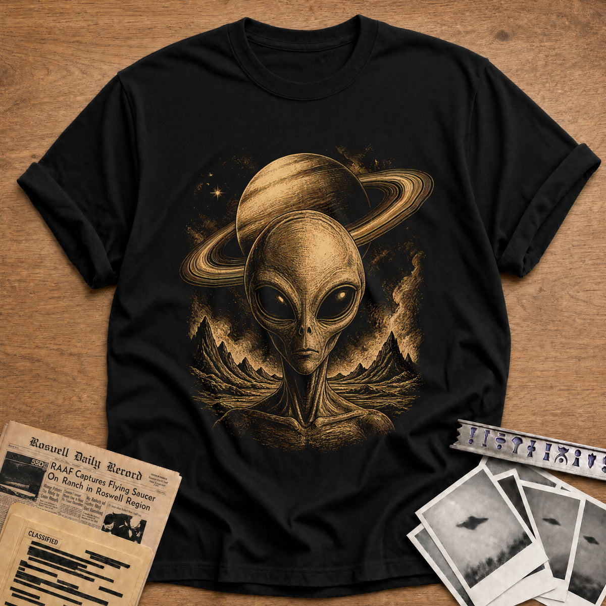 Head Ringed Planet 51 T-Shirt - Black