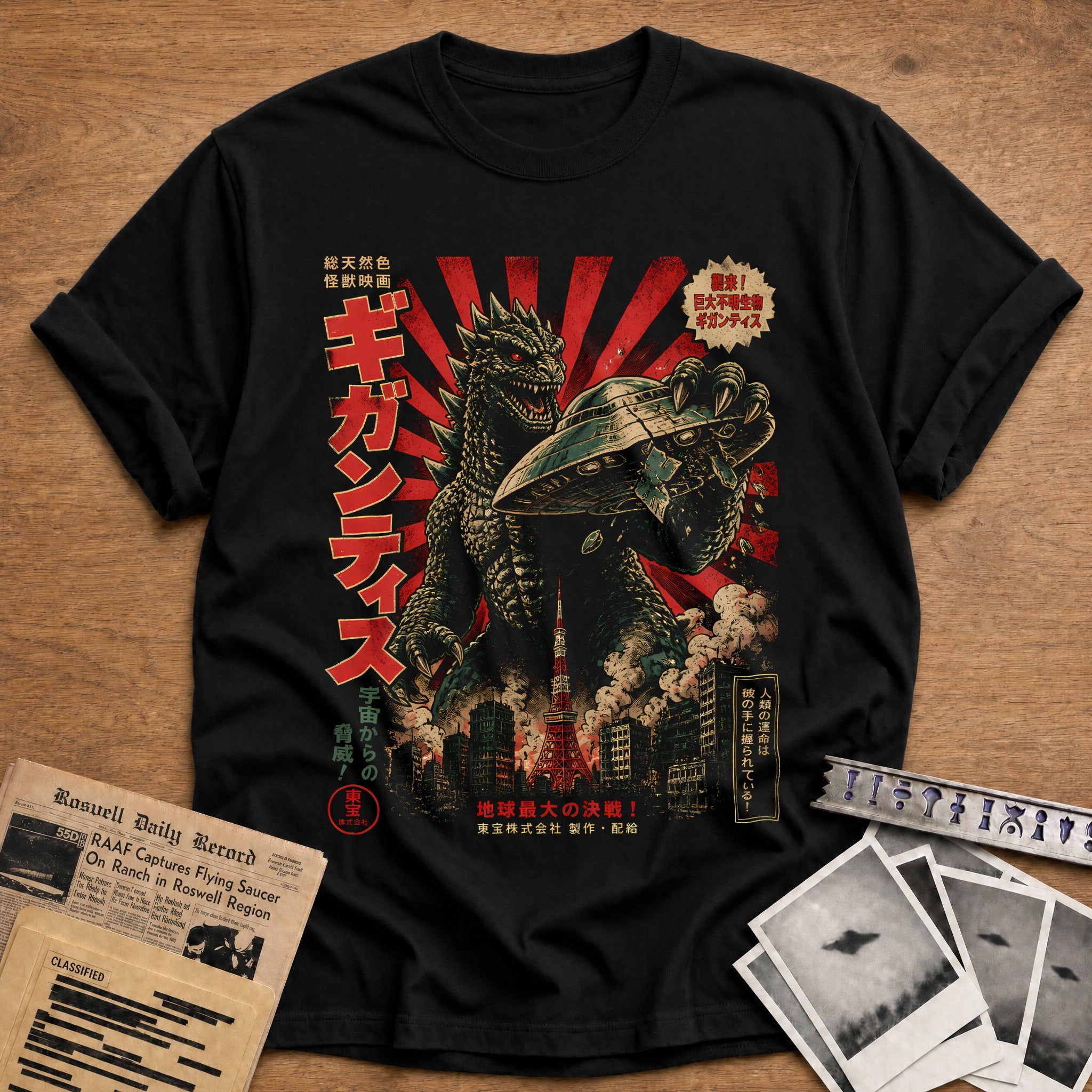 Kaiju Gripping Ufo 71 T-Shirt - Black