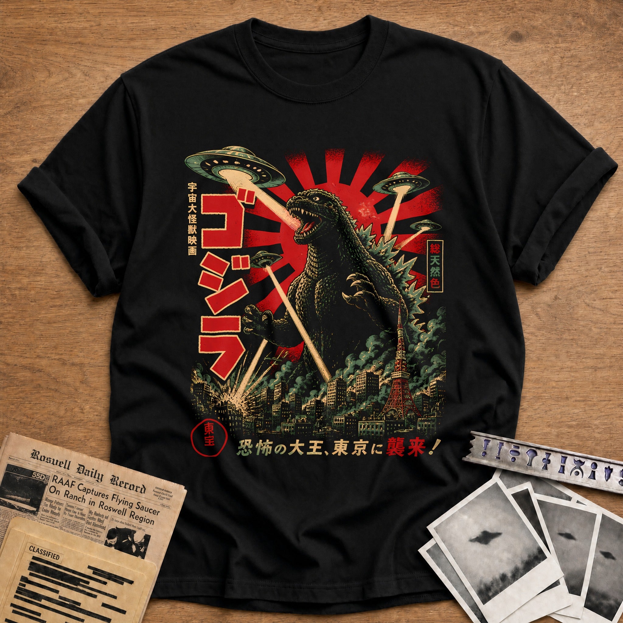 Kaiju Vs Ufo 66 T-Shirt - Black
