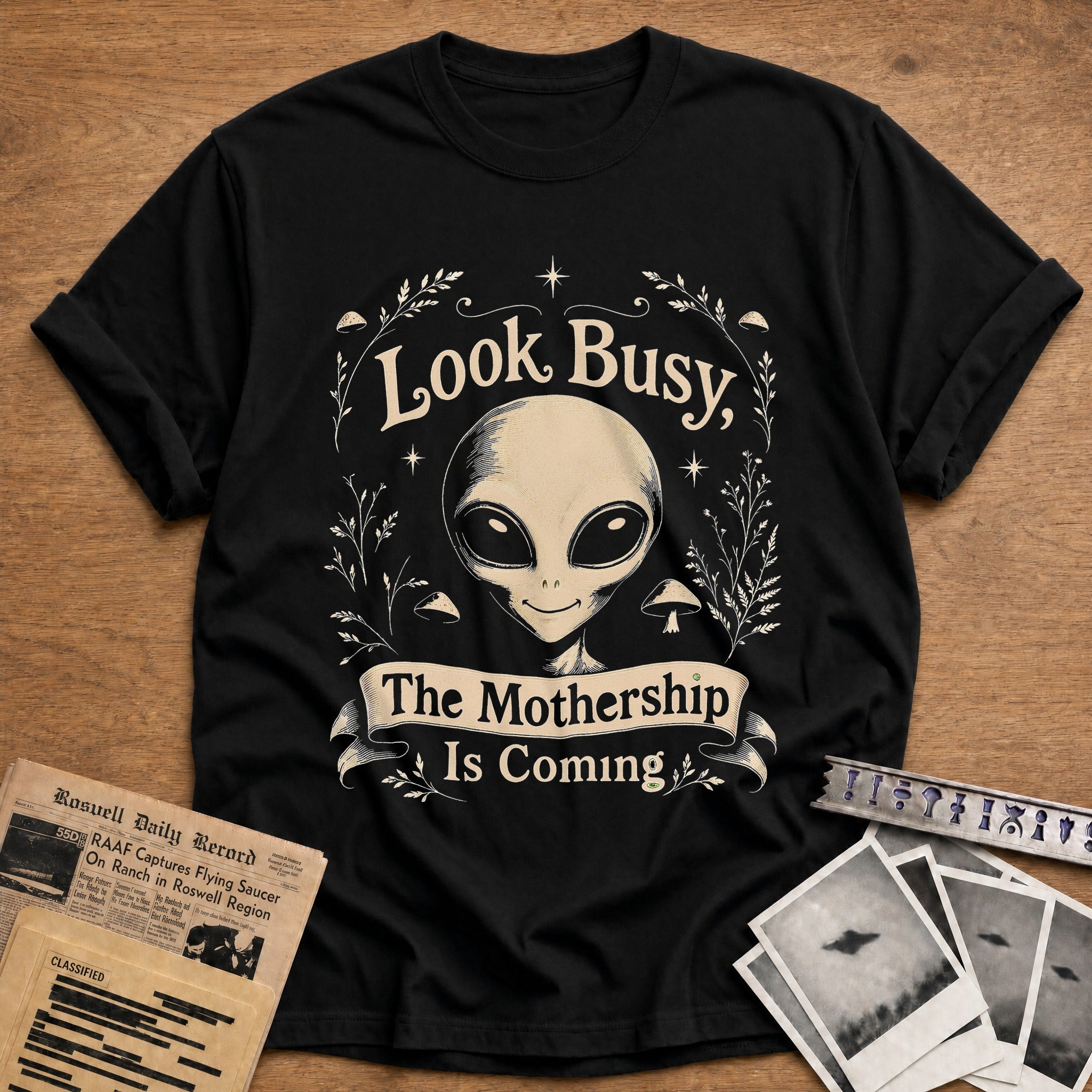Look Busy The Mothership Is Coming 02 - Black