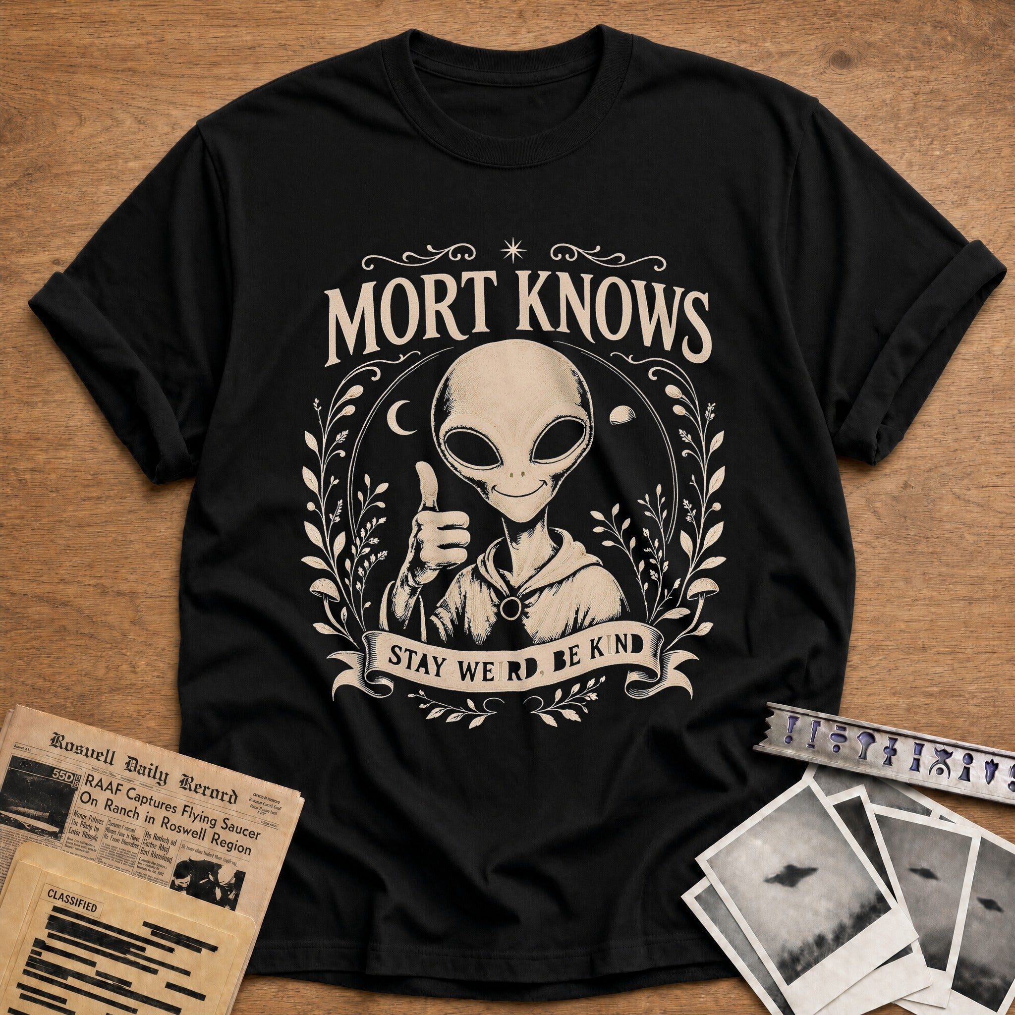 Mort Knows Stay Weird Be Kind - Black