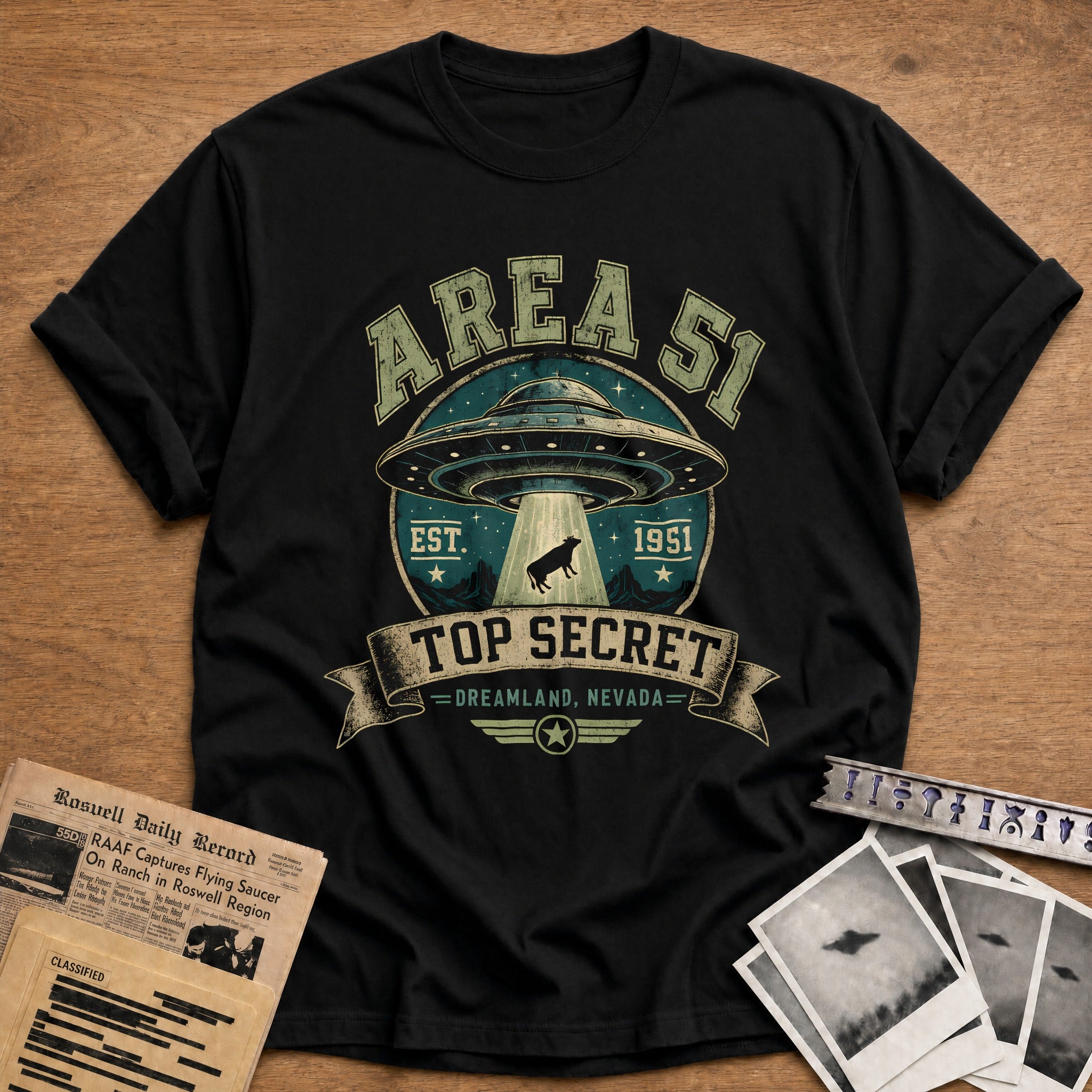 Retro Varsity Saucer 78 T-Shirt - Black