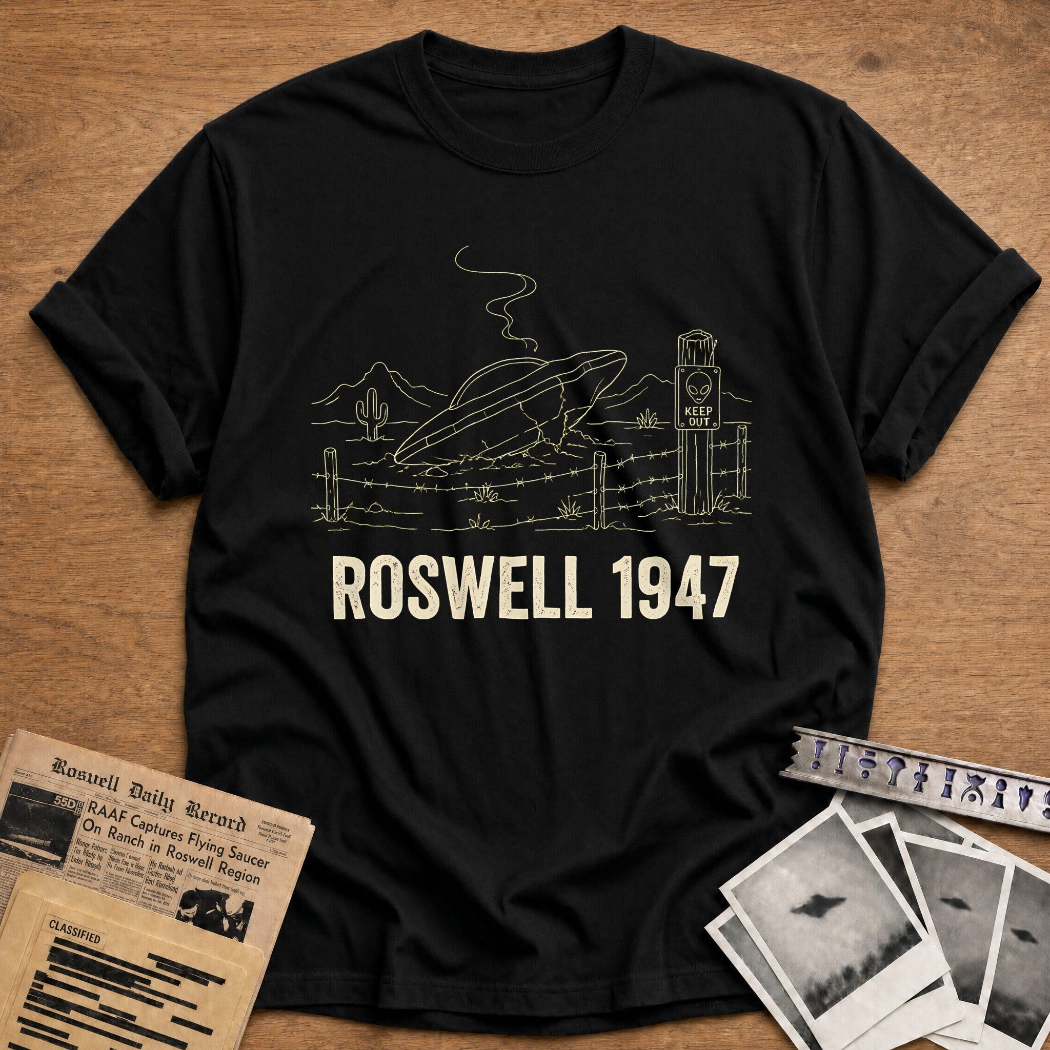 Roswell 1947 70 T-Shirt - Black