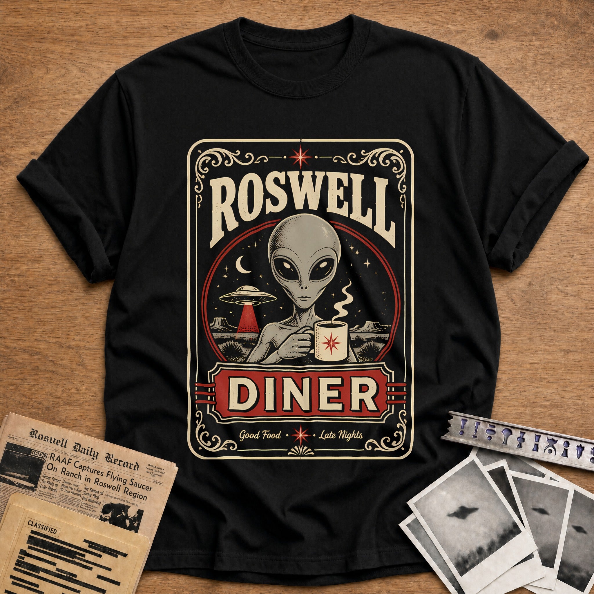 Roswell Diner Matchbook 38 T-Shirt - Black