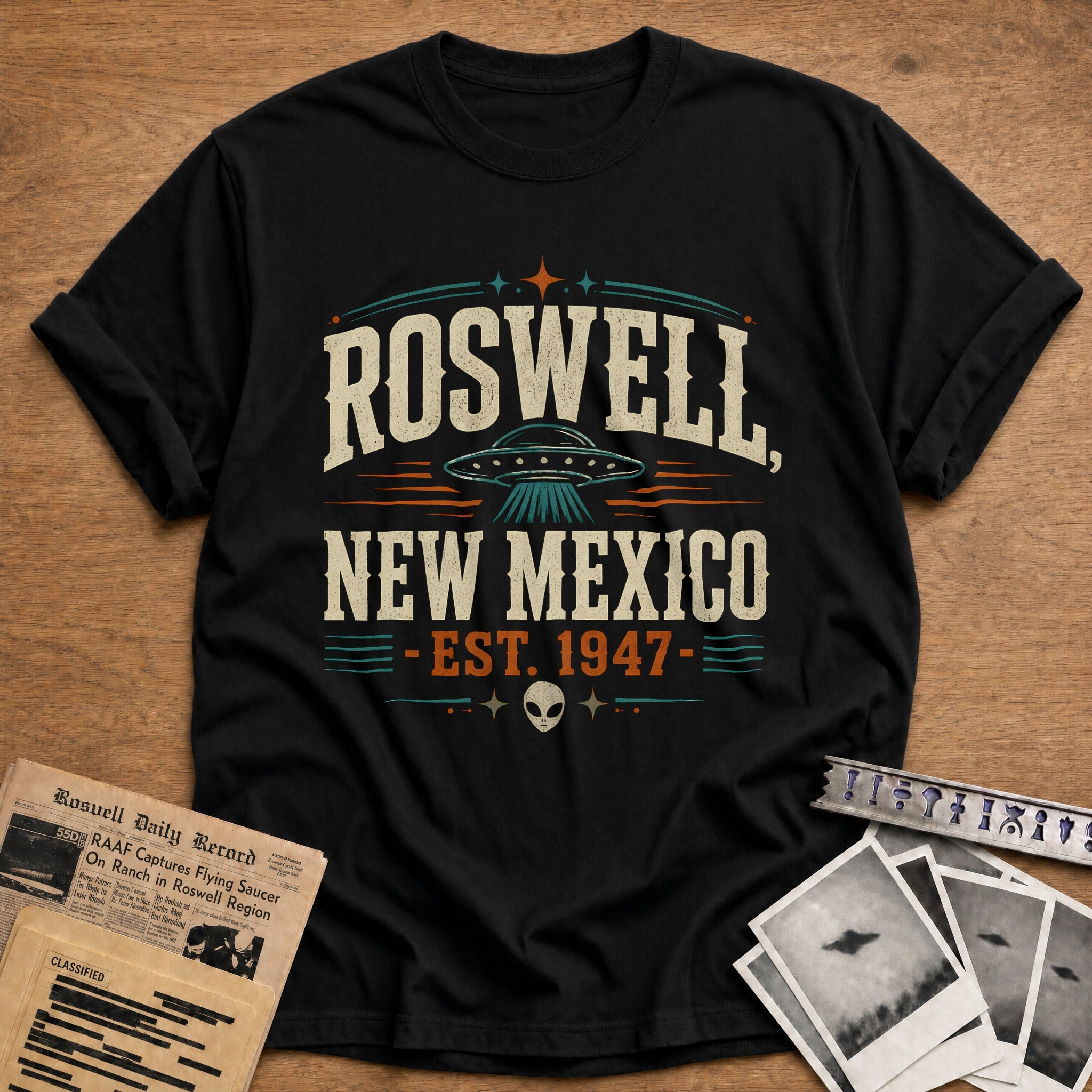 Roswell New Mexico Est 1947 60 T-Shirt - Black