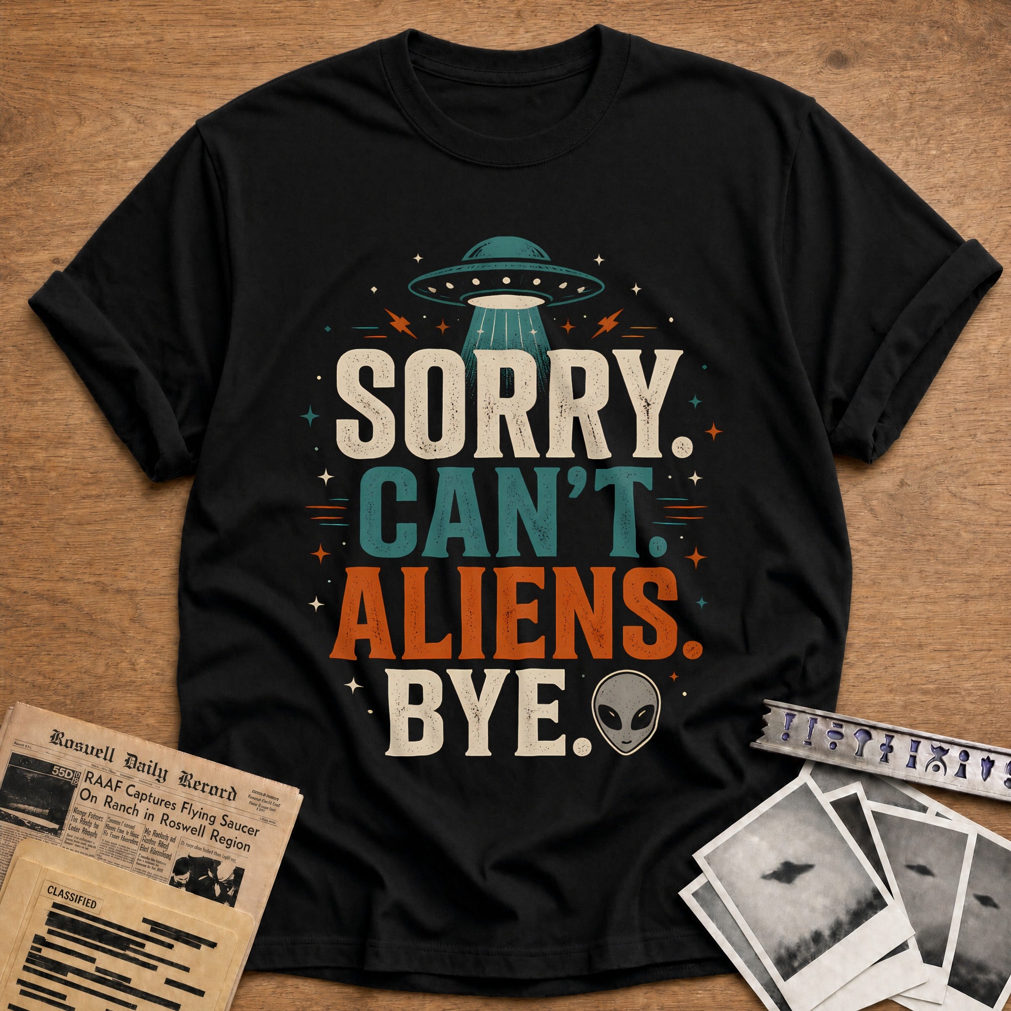 Sorry Can T Aliens Bye 25 T-Shirt - Black