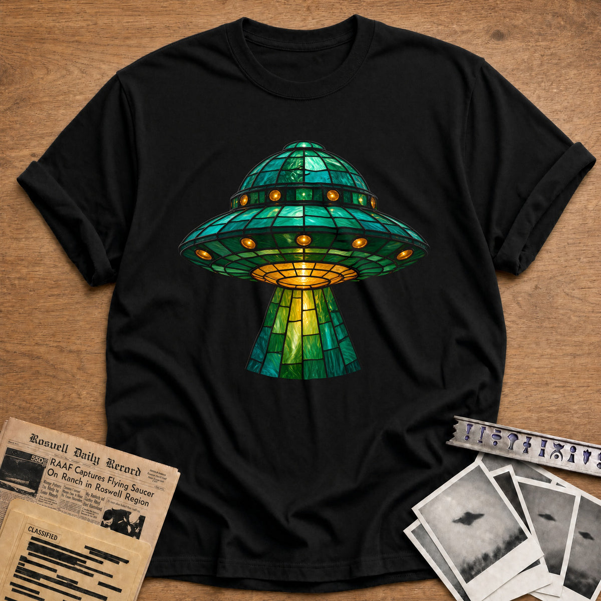Stained Glass UFO 23 T-Shirt - Black