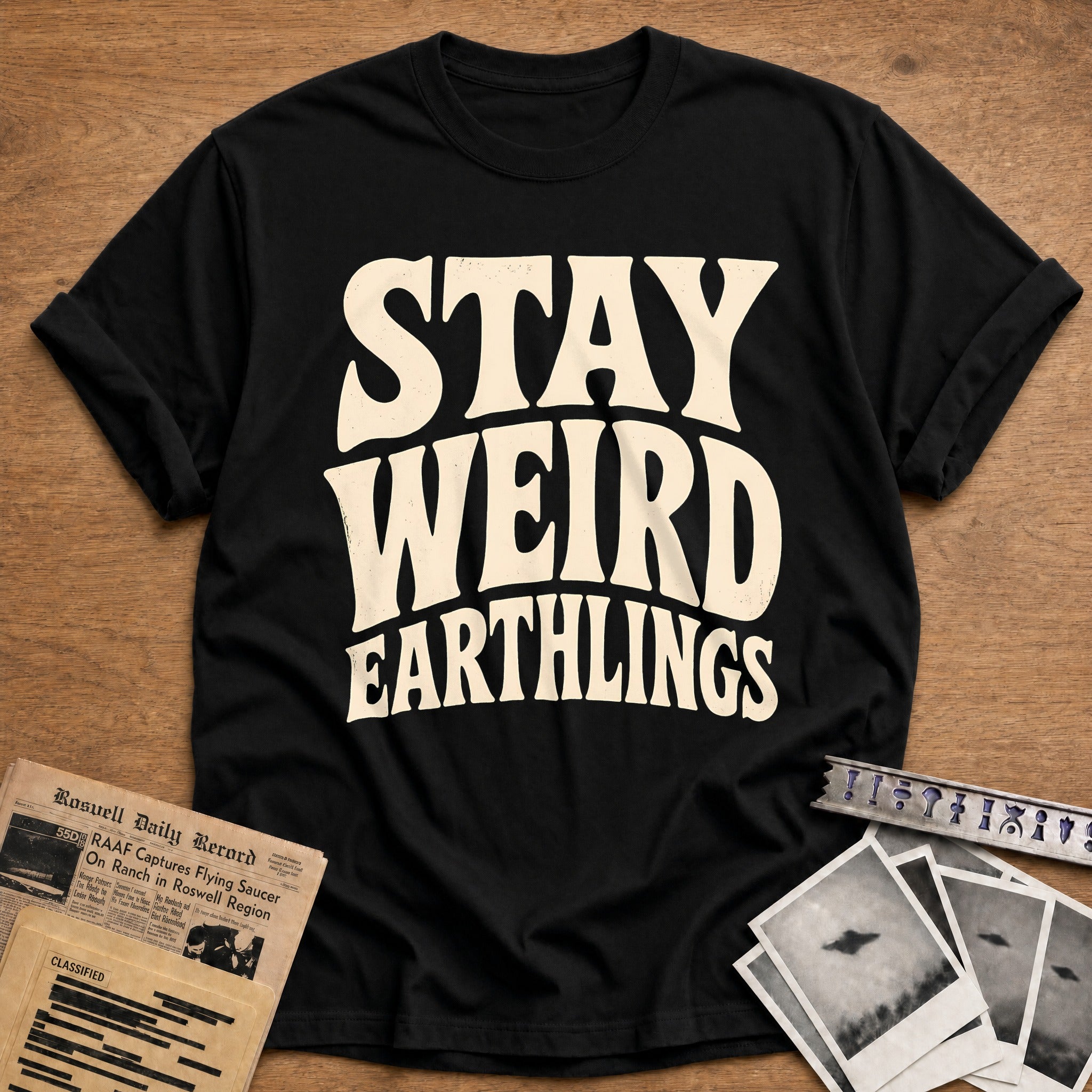 Stay Weird Earthlings 18 T-Shirt - Black