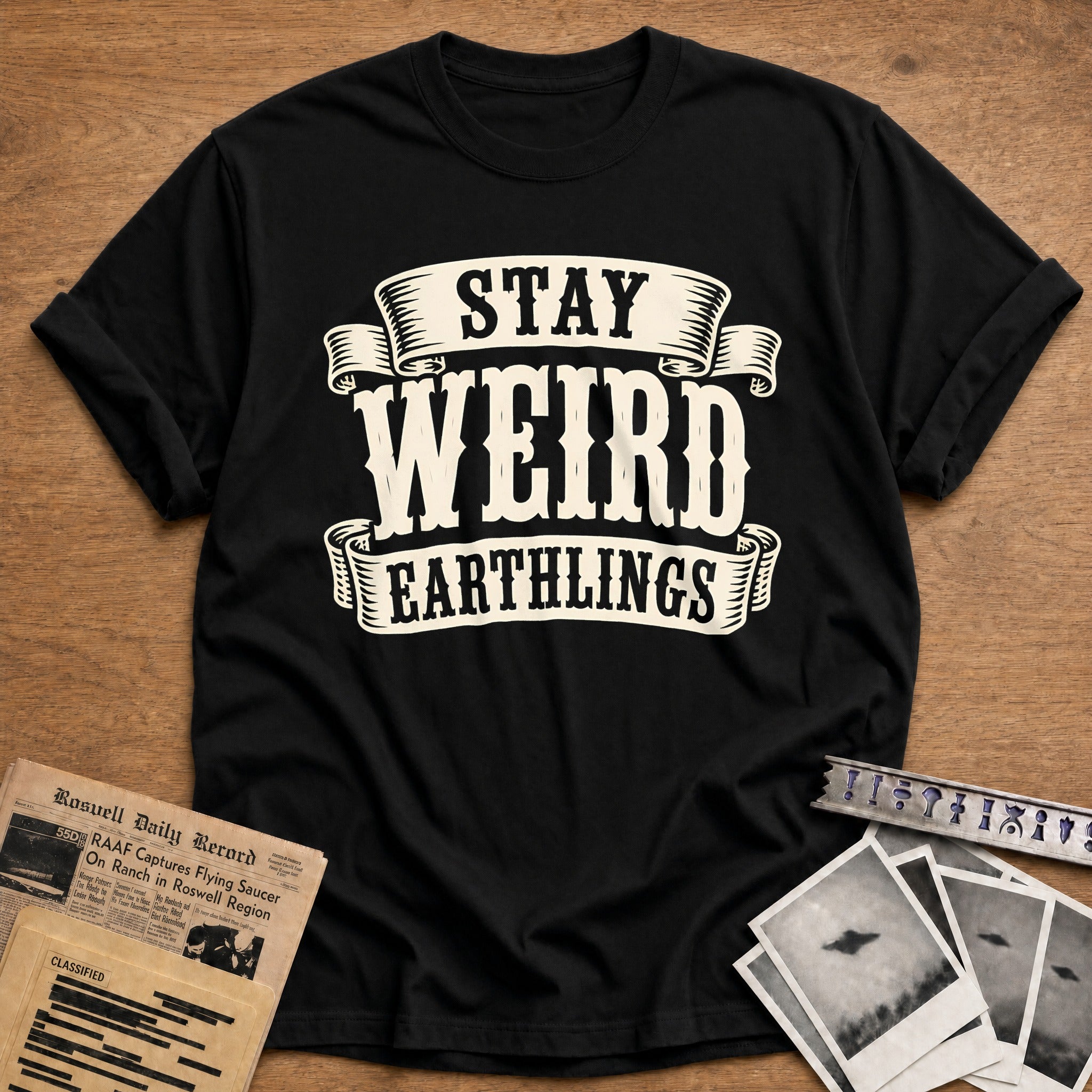 Stay Weird Earthlings 27 T-Shirt - Black