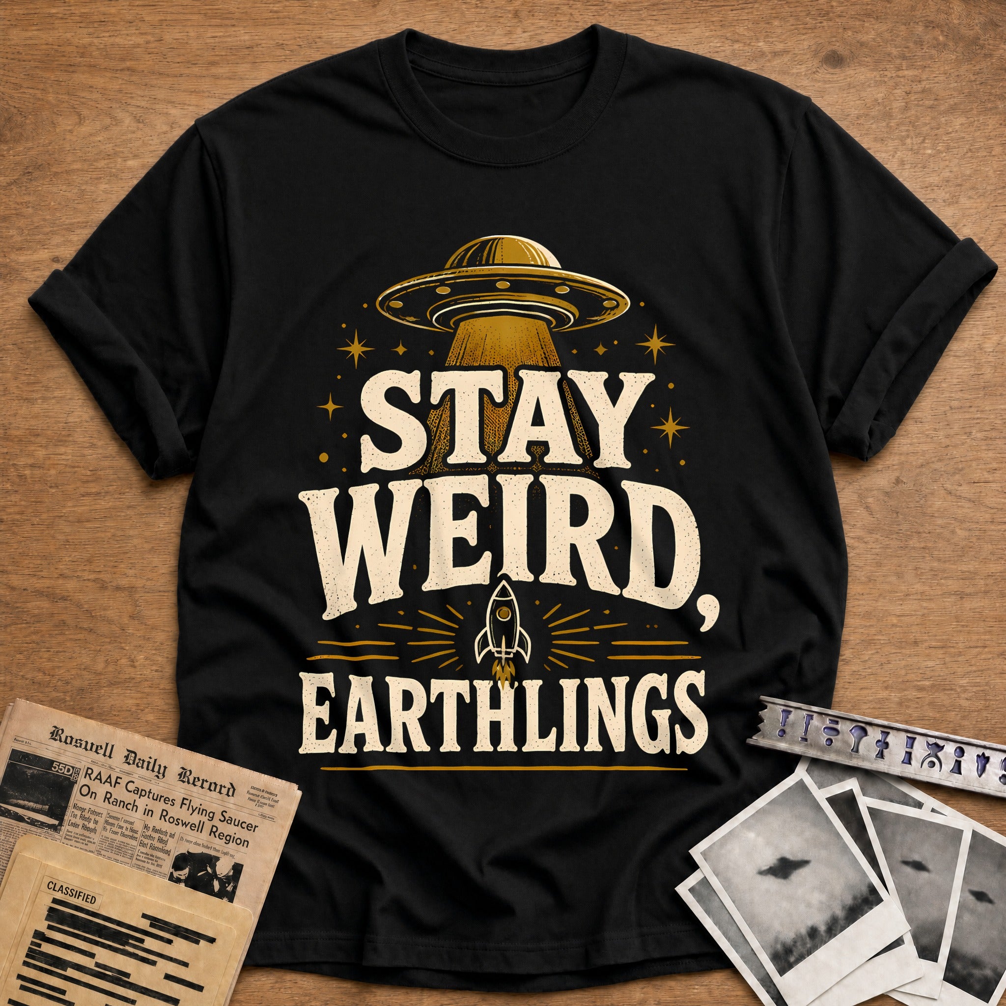 Stay Weird Earthlings 43 T-Shirt - Black