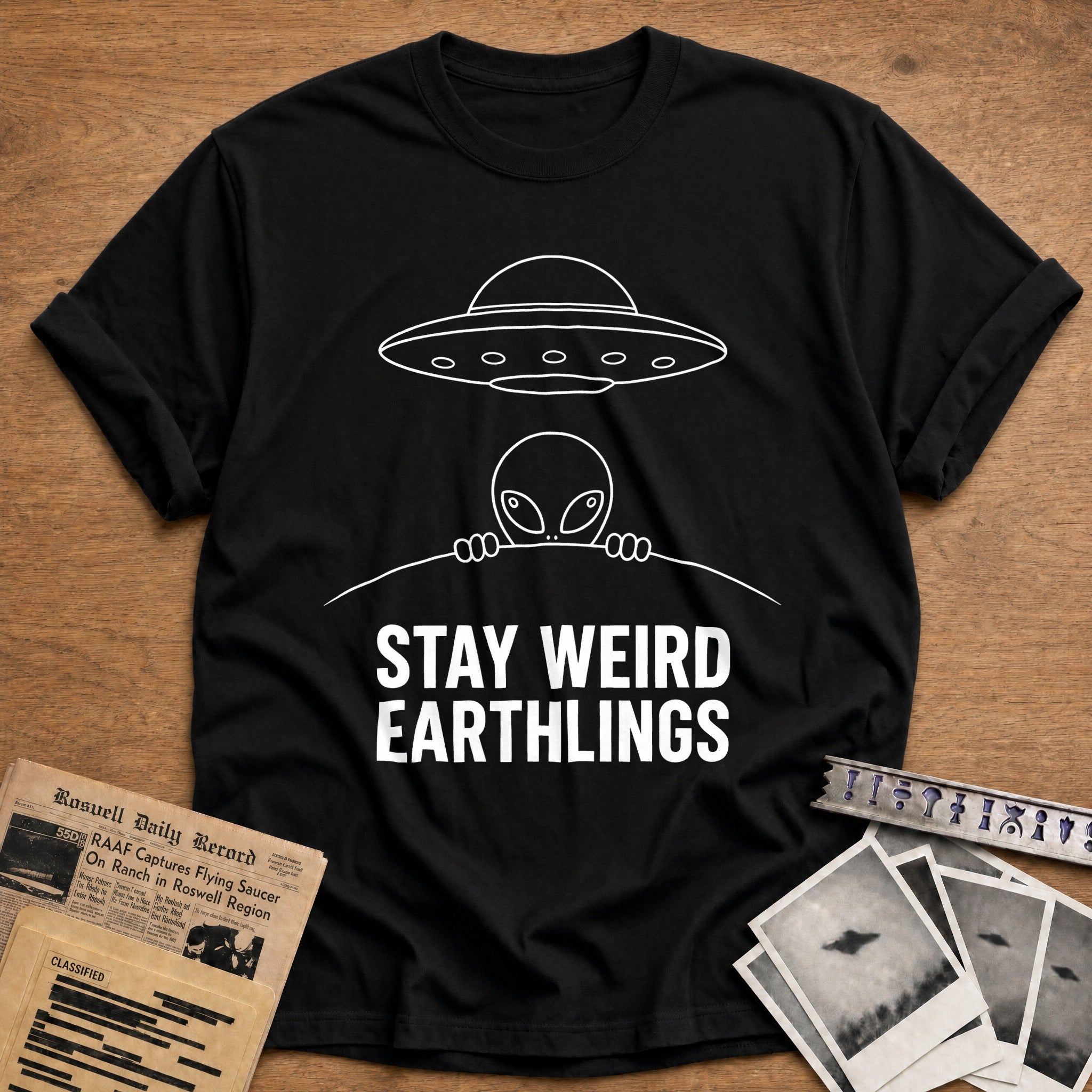 Stay Weird Earthlings 76 T-Shirt - Black