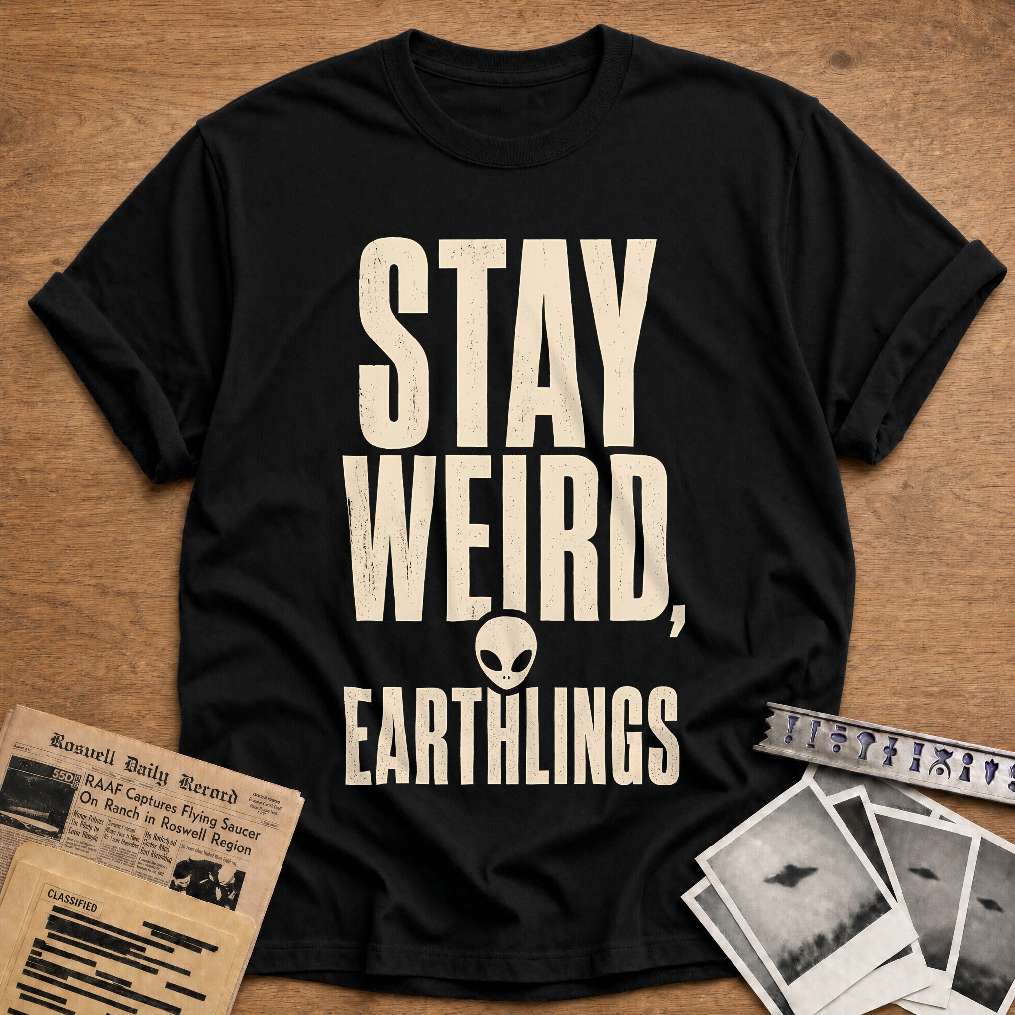 Stay Weird Earthlings 80 T-Shirt - Black