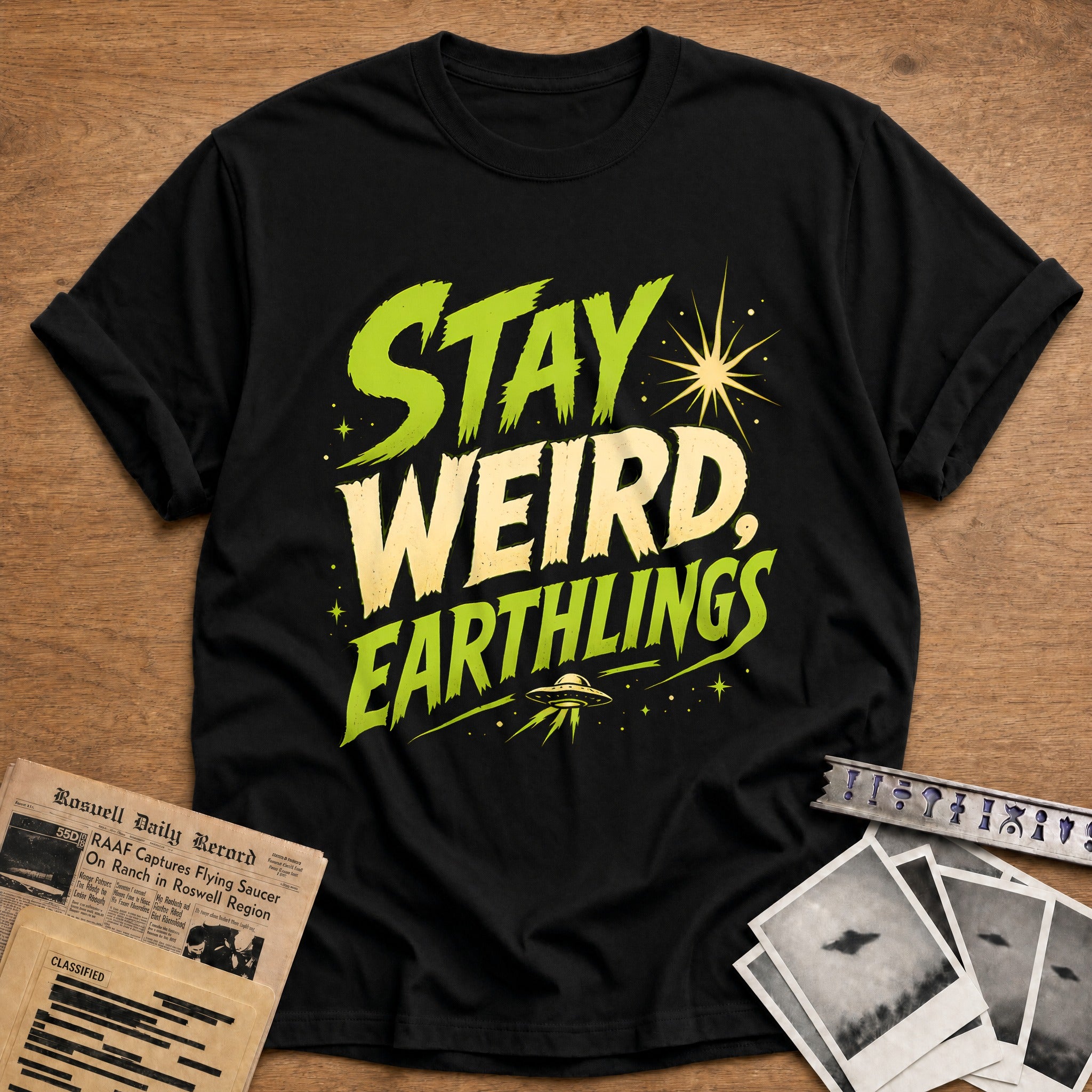 Stay Weird Earthlings 83 T-Shirt - Black