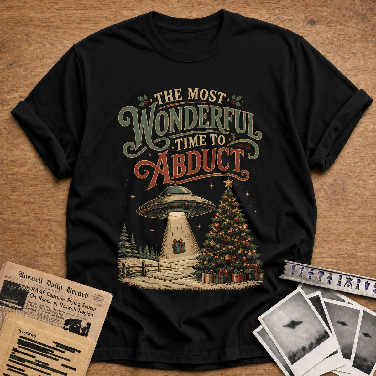 The Most Wonderful Time To Abduct 82 T-Shirt - Black