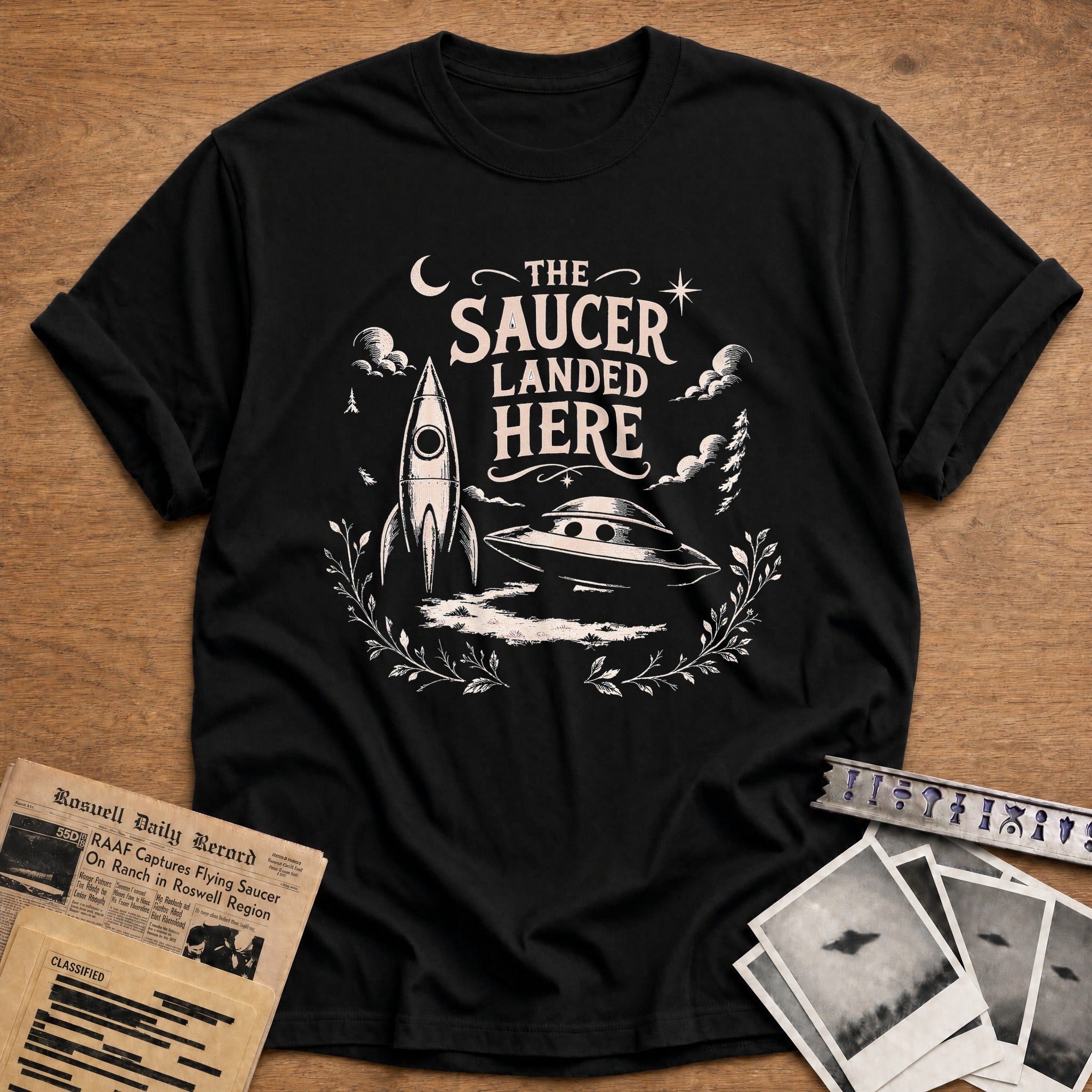 The Saucer Landed Here - Black