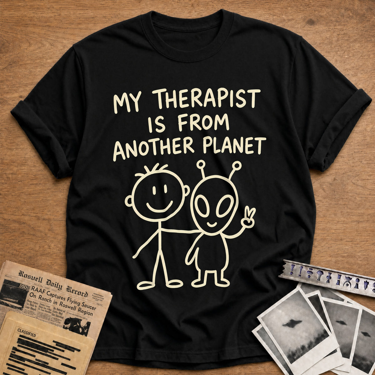 Therapist Another Planet 23 T-Shirt - Black