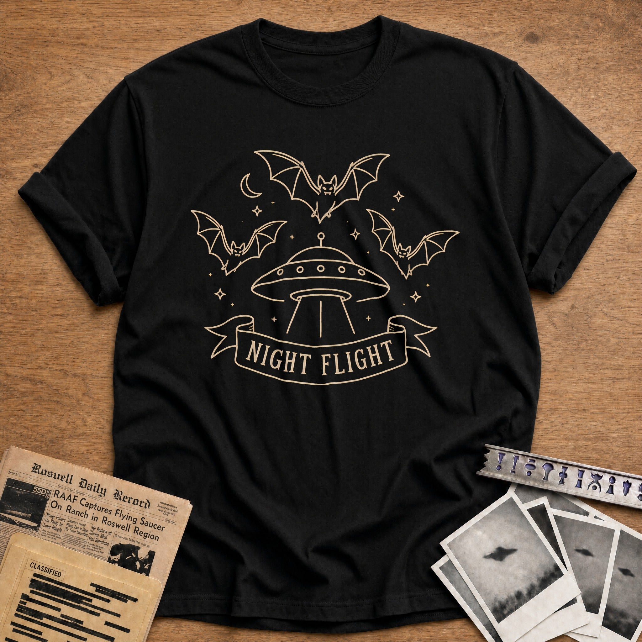 Three Bats Ufo Night Flight 97 - Black
